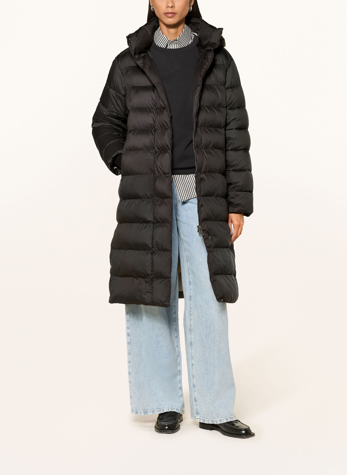 FUCHS SCHMITT ATLANTIC CITY quilted coat with detachable hood: BLACK
