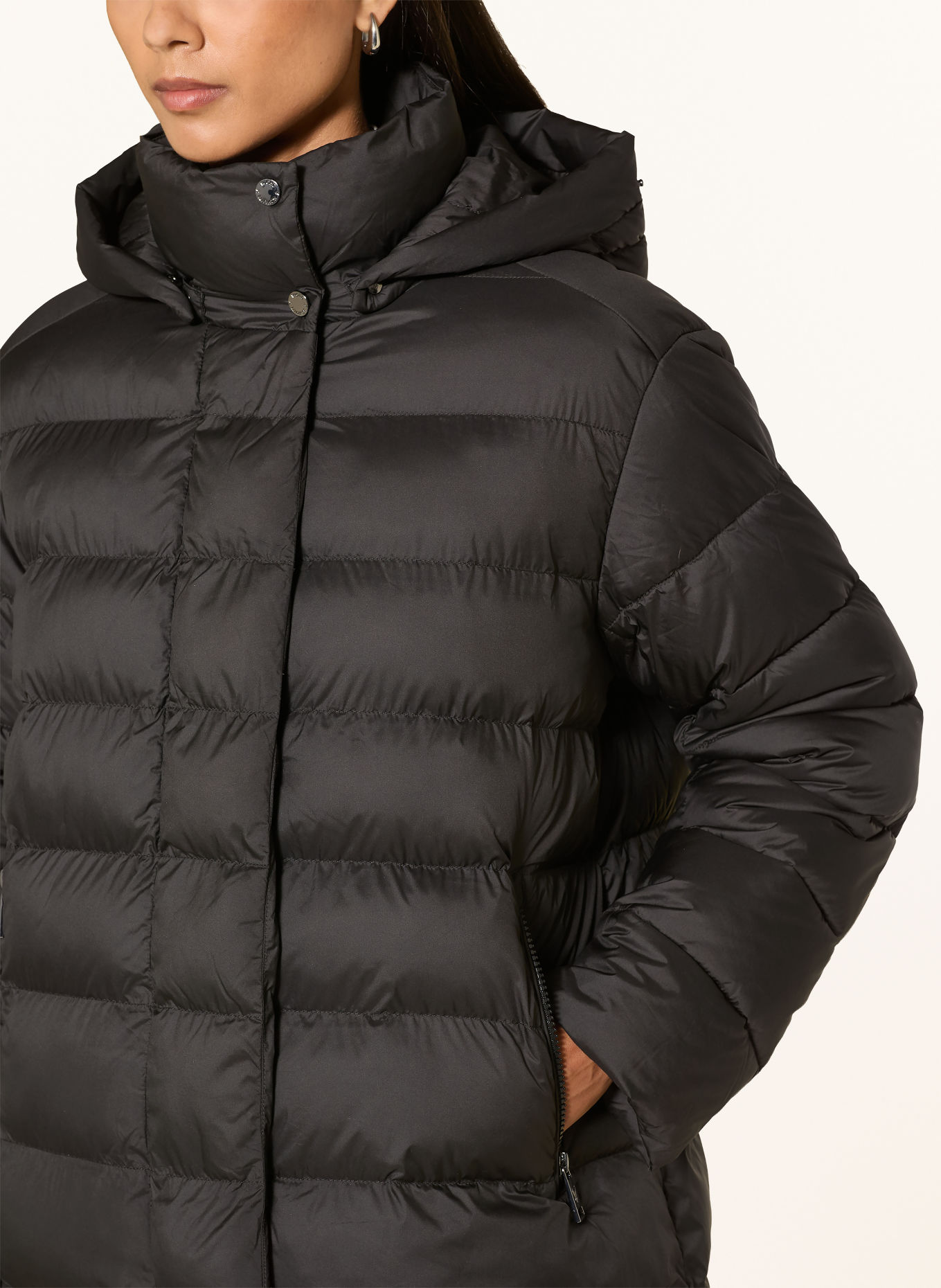 FUCHS SCHMITT ATLANTIC CITY quilted coat with detachable hood: BLACK
