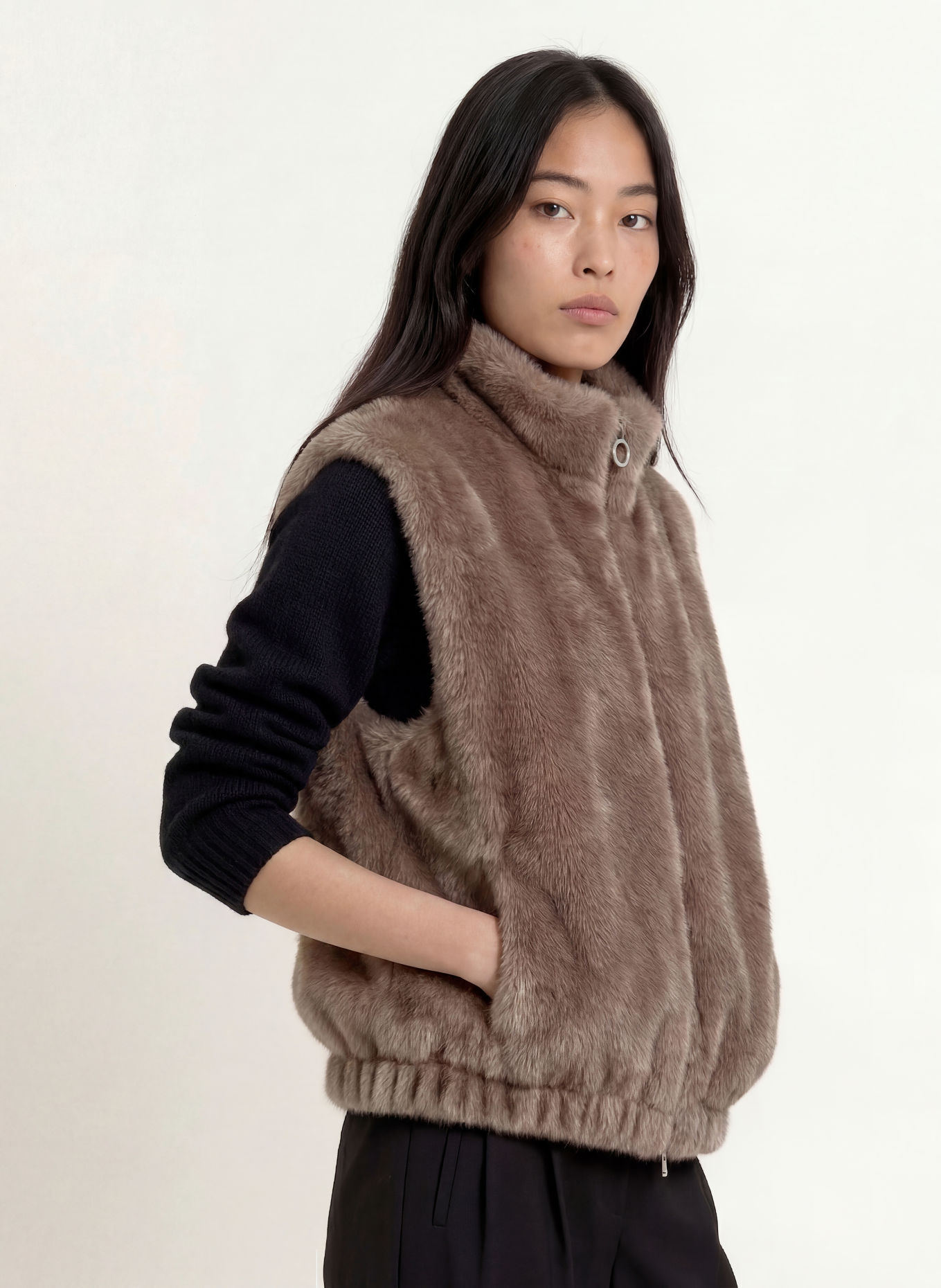 FUCHS SCHMITT Kunstbont-Bodywarmer DETROIT: BEIGE