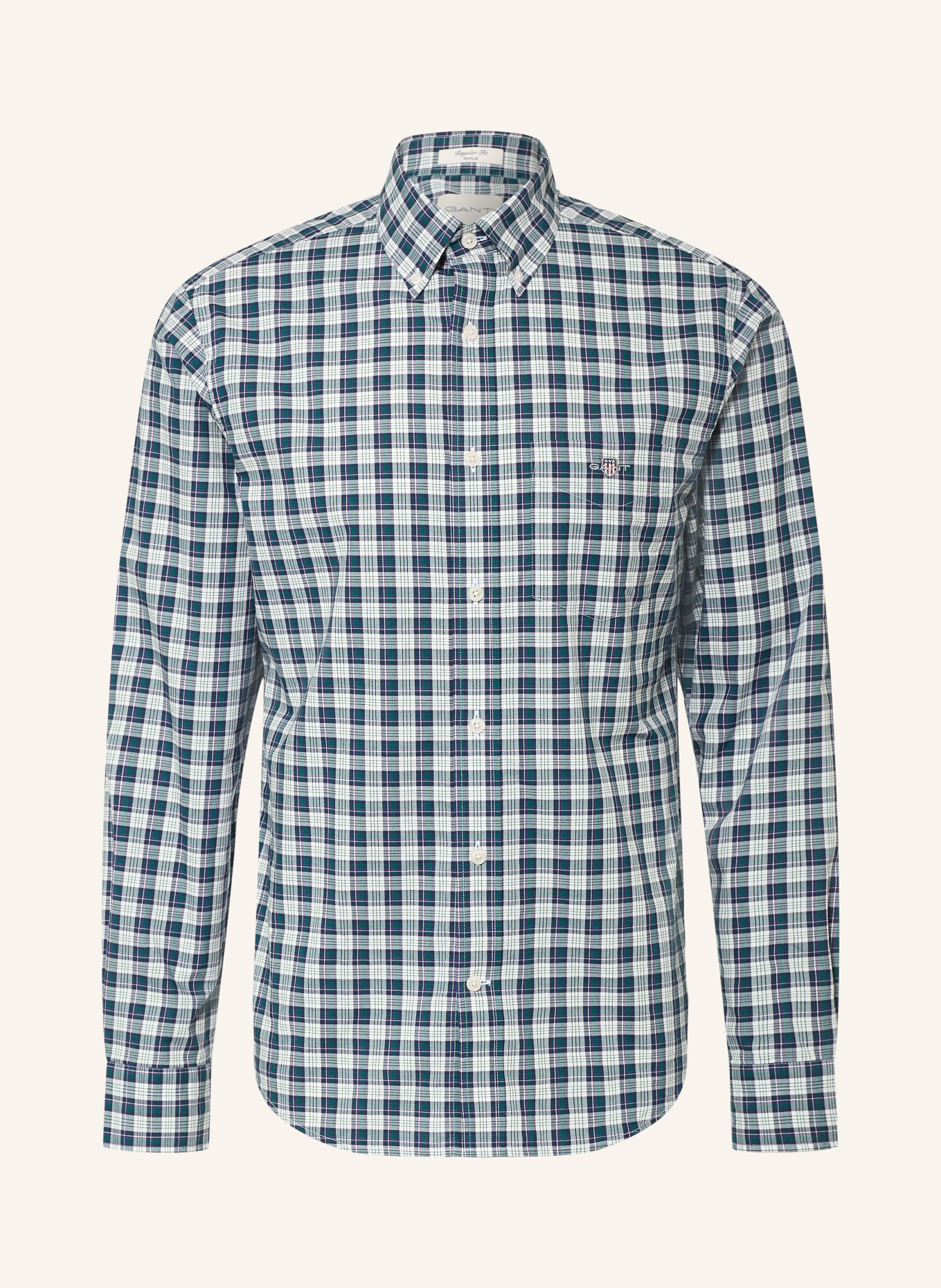 GANT Hemd Regular Fit: DUNKELGRÜN / ECRU / DUNKELLILA