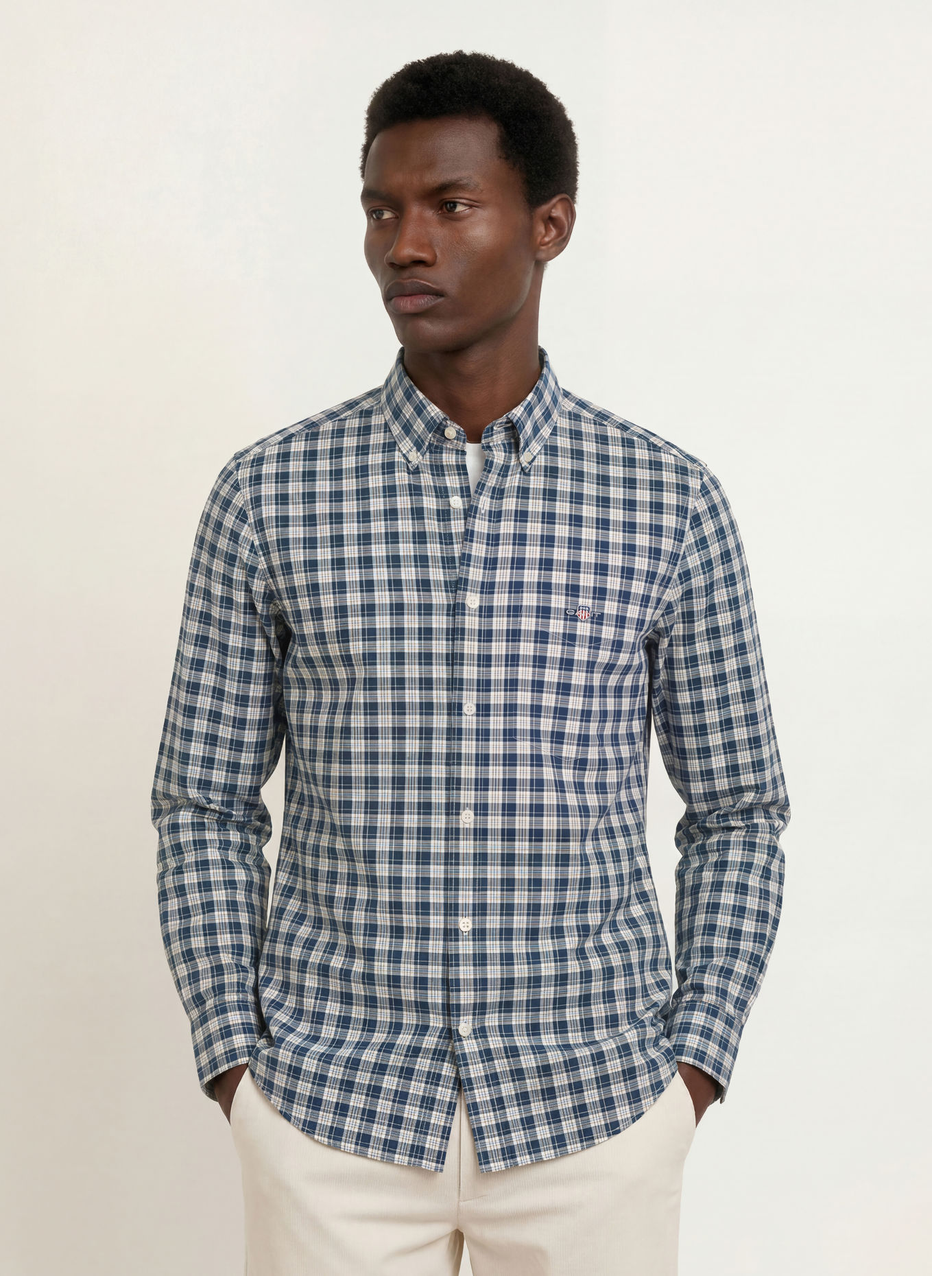 GANT Hemd Regular Fit: DUNKELGRÜN / ECRU / DUNKELLILA