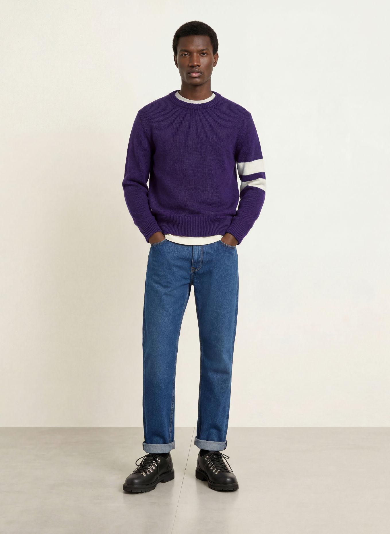 GANT Pullover: DUNKELLILA / WEISS