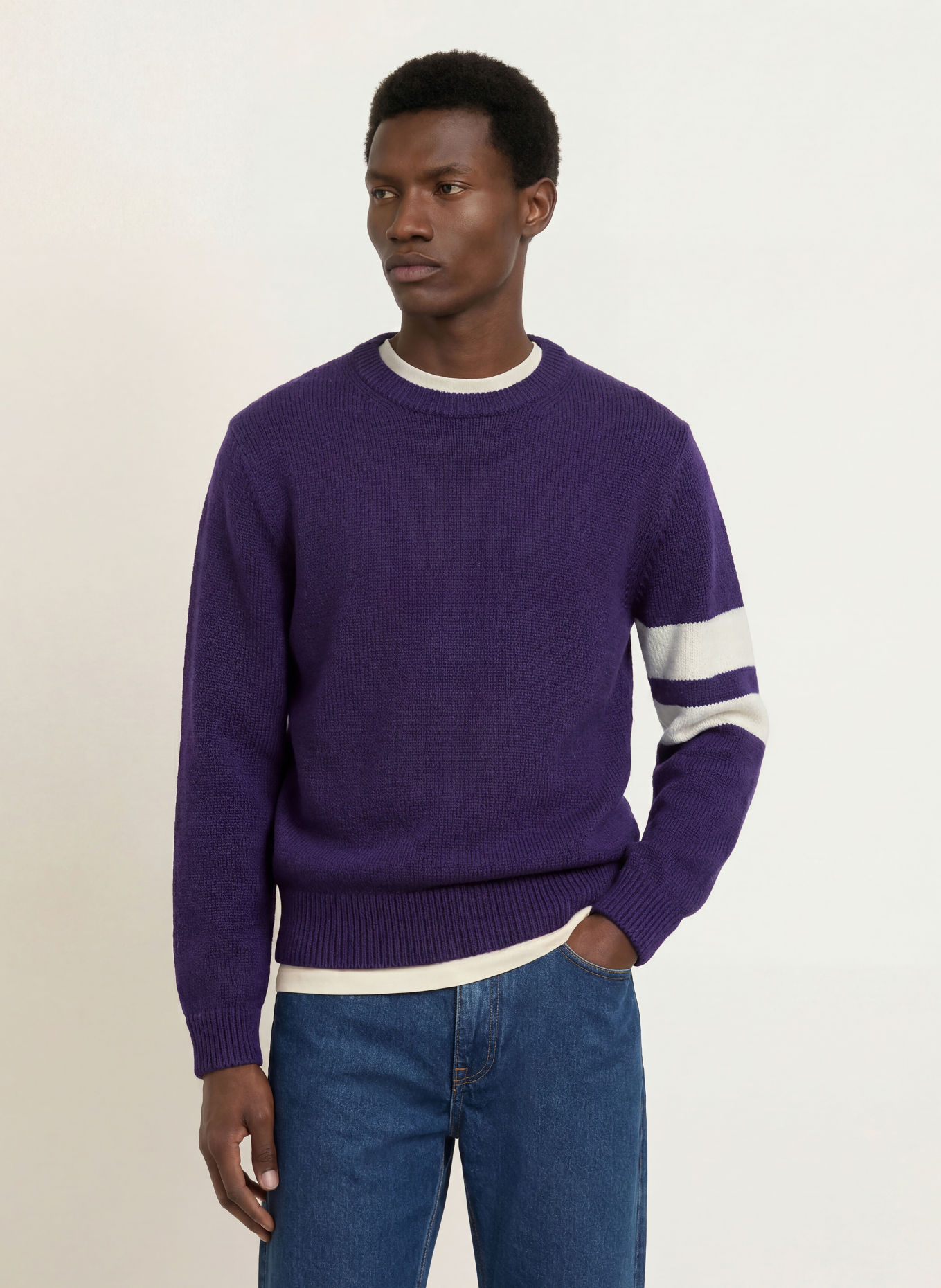 GANT Pullover: DUNKELLILA / WEISS