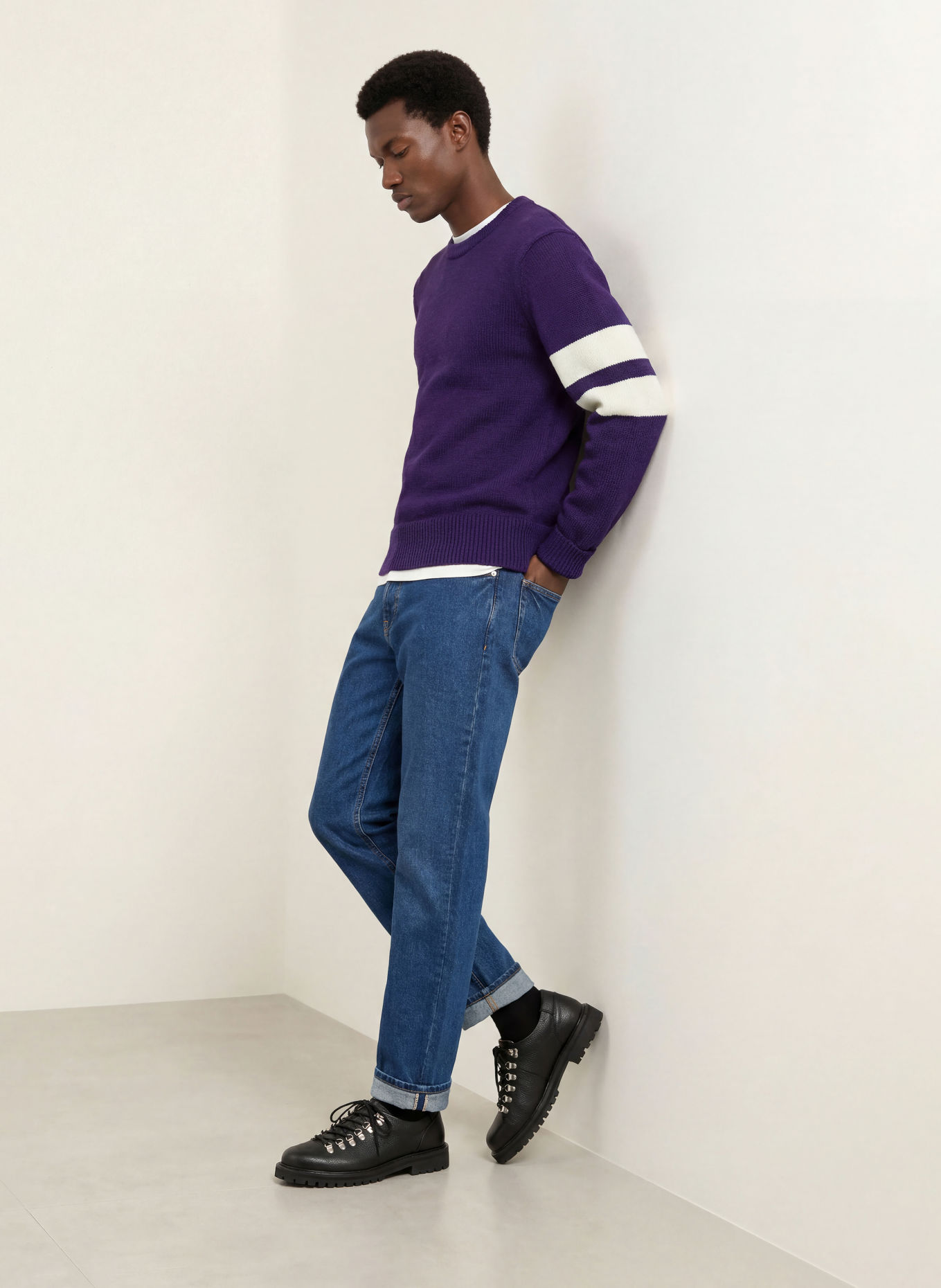 GANT Pullover: DUNKELLILA / WEISS