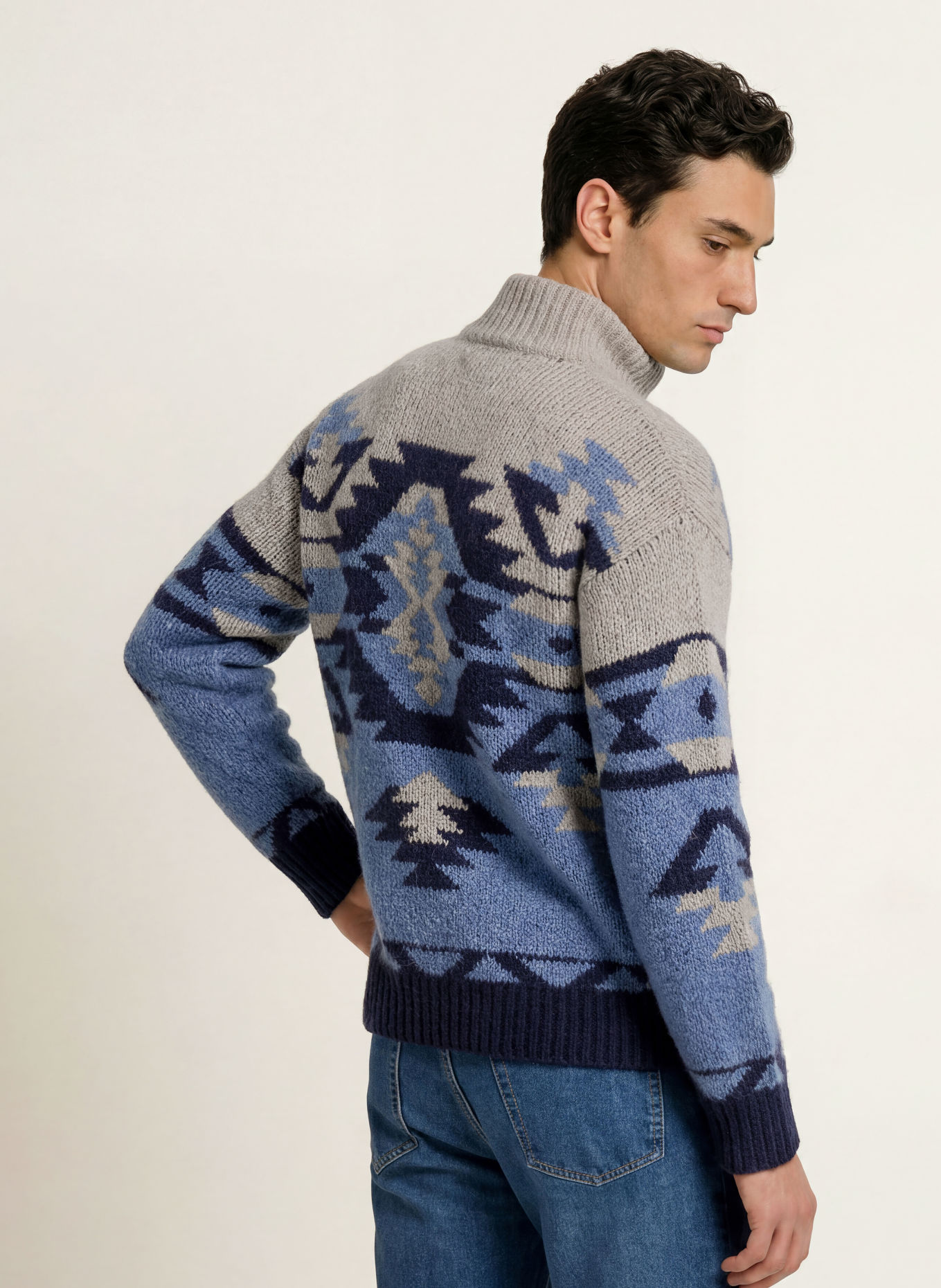 Gant Vest met alpaca: BLAUW / TAUPE / DONKERBLAUW