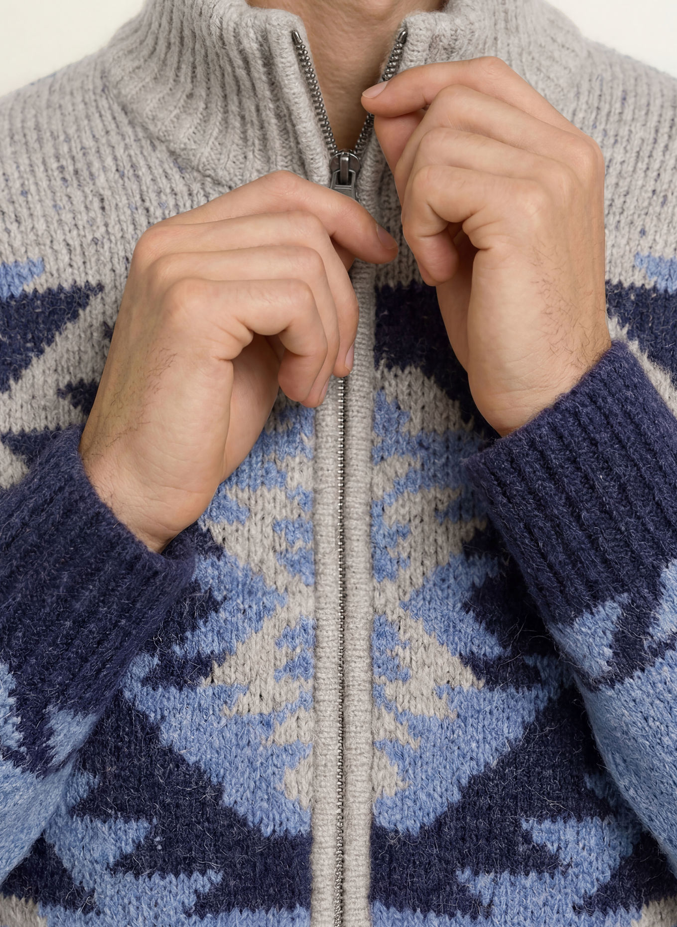 Gant Vest met alpaca: BLAUW / TAUPE / DONKERBLAUW