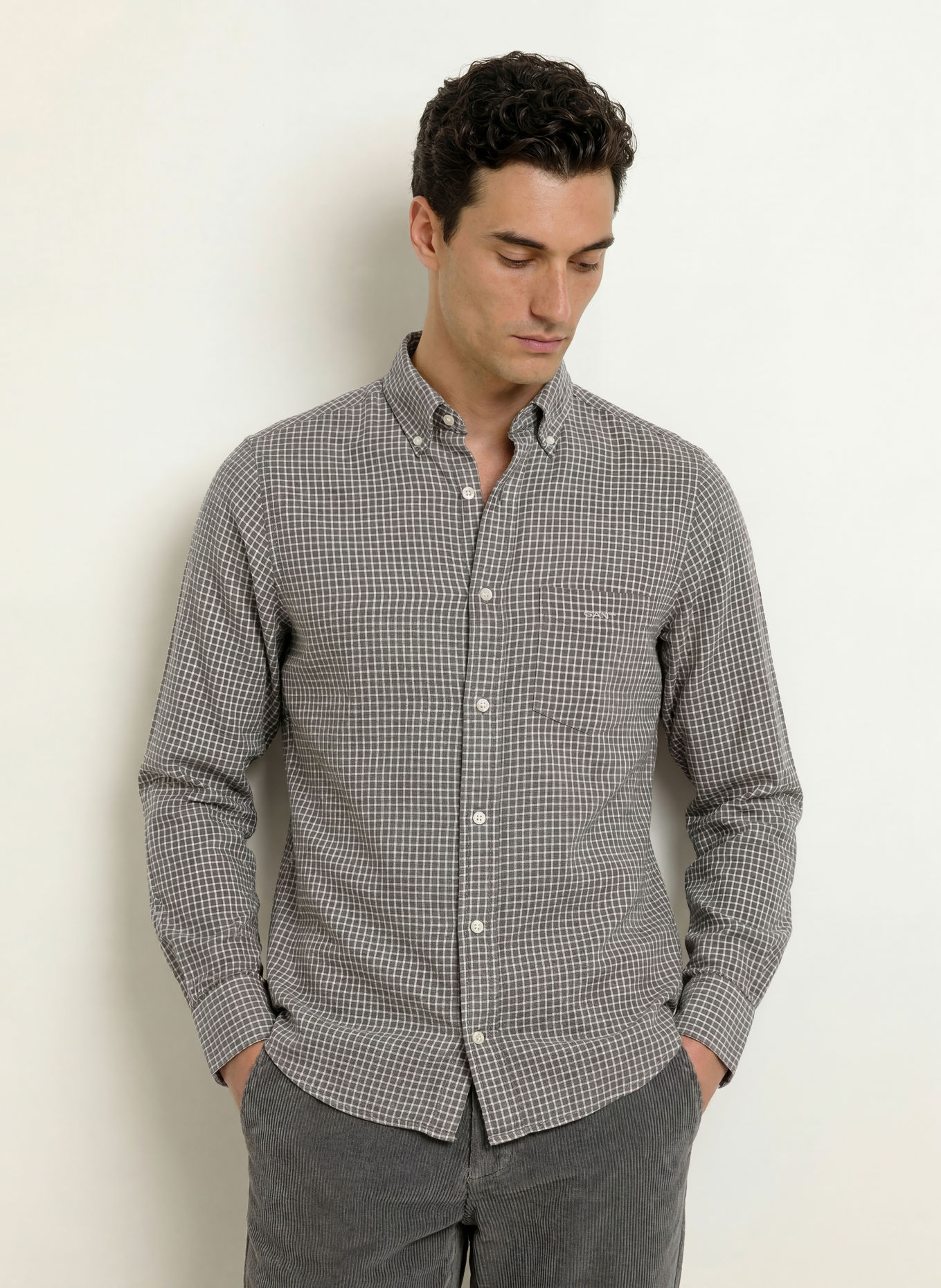 GANT Flanellhemd Regular Fit: TAUPE / ECRU