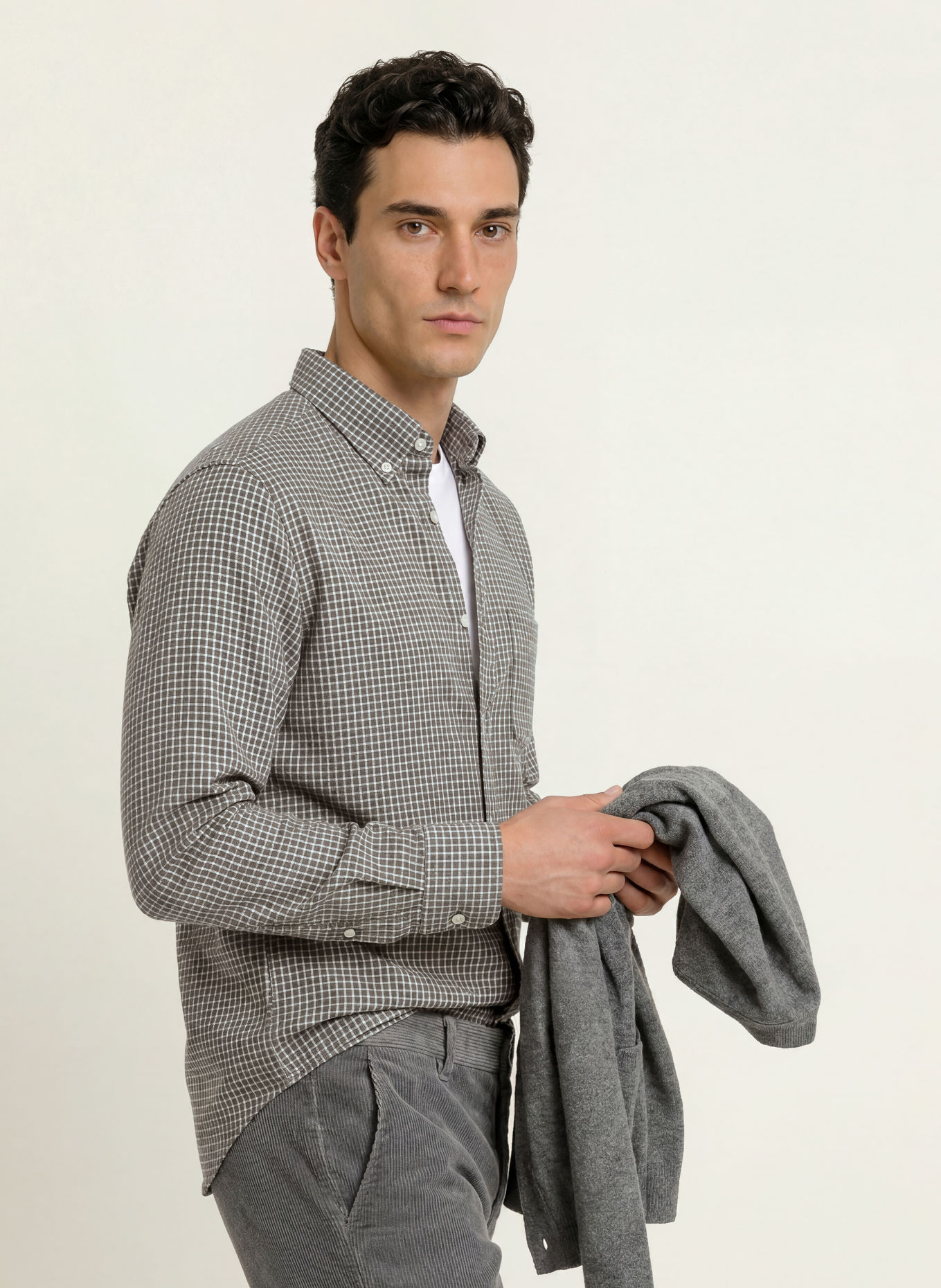 GANT Flanellhemd Regular Fit: TAUPE / ECRU