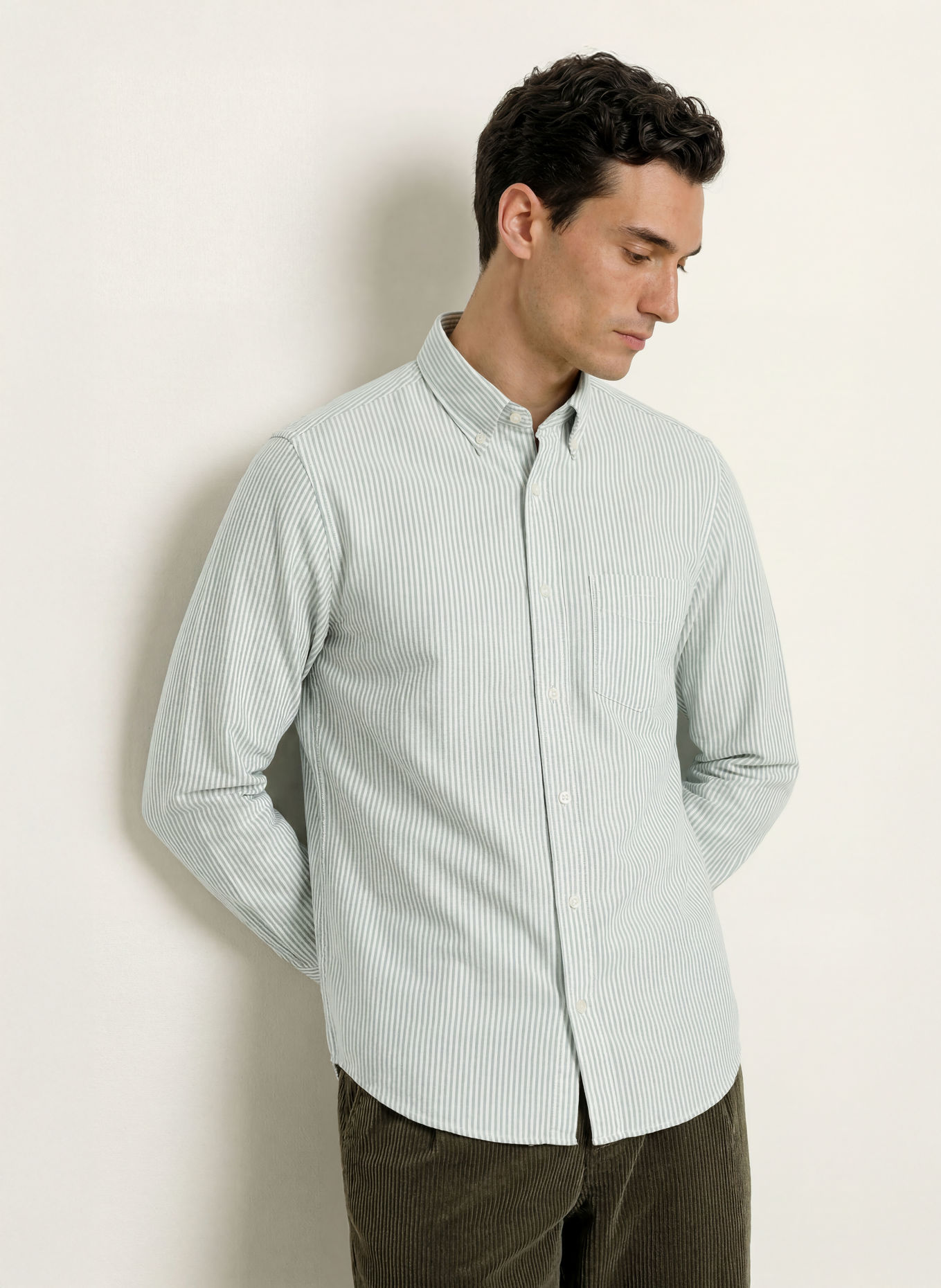GANT Regular-Fit Oxford shirt: GREEN / WHITE