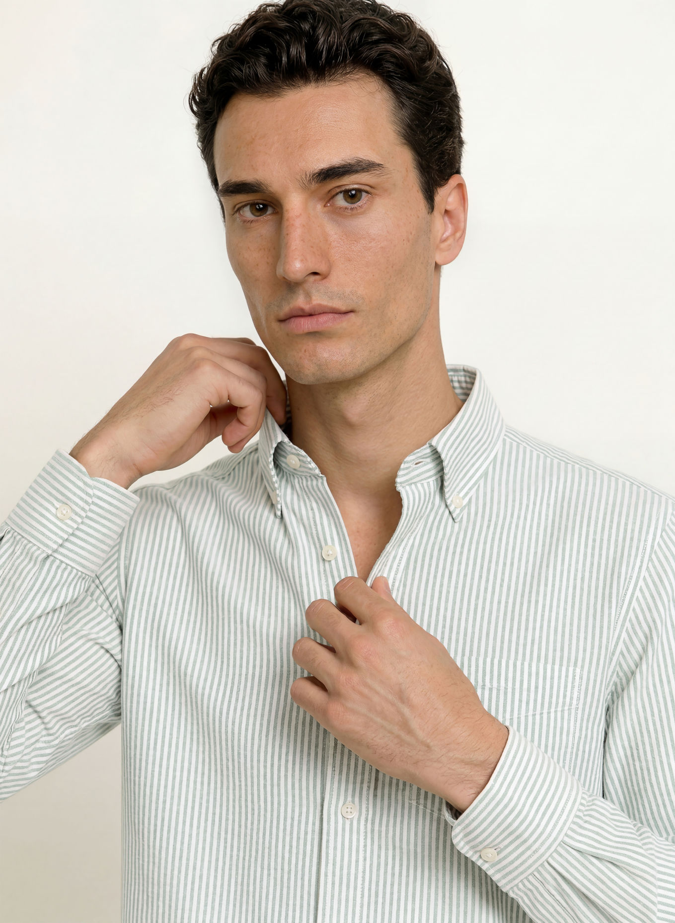 GANT Regular-Fit Oxford shirt: GREEN / WHITE