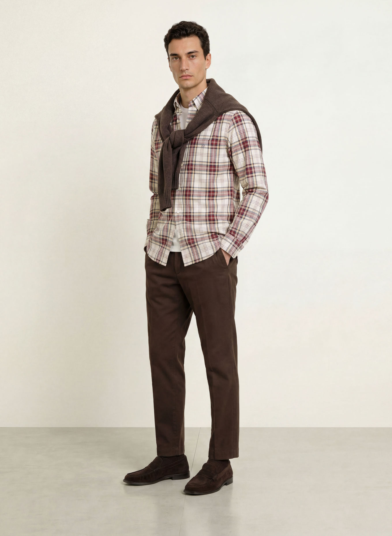 GANT Hemd Regular Fit: DUNKELROT / ECRU / DUNKELBLAU