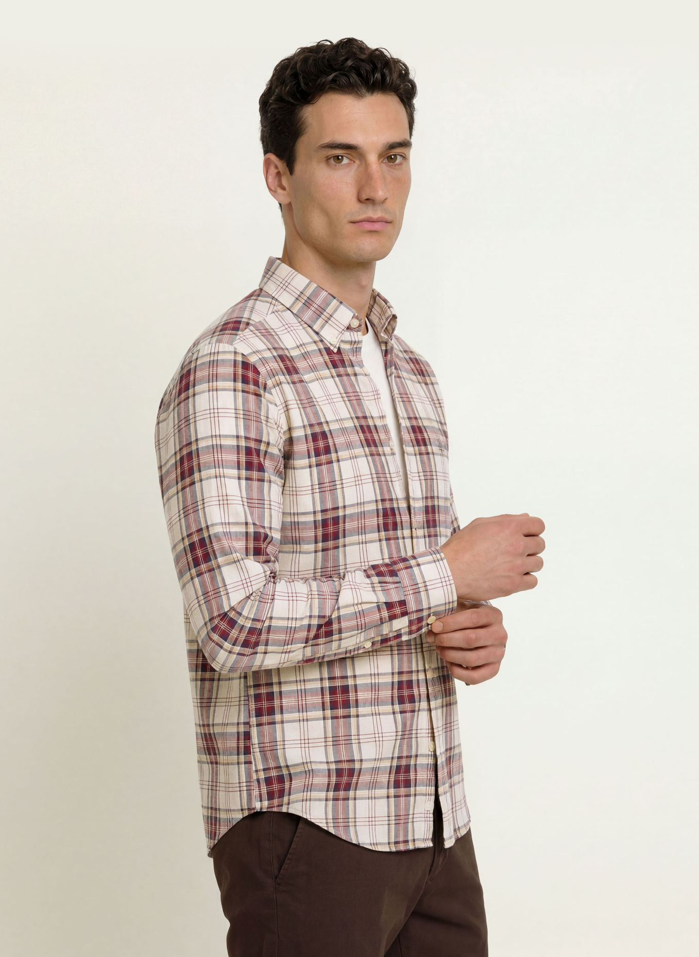 GANT Hemd Regular Fit: DUNKELROT / ECRU / DUNKELBLAU