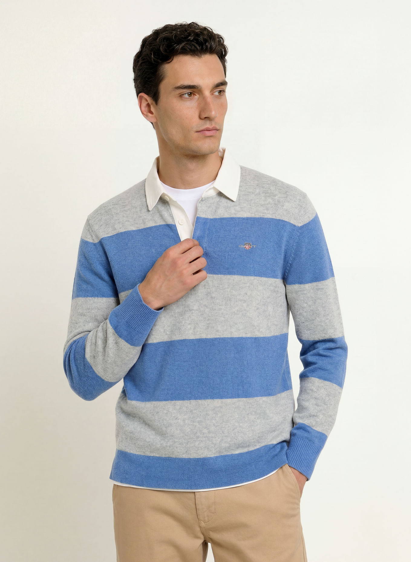 GANT Polo de rugby: BLEU / GRIS / BLANC
