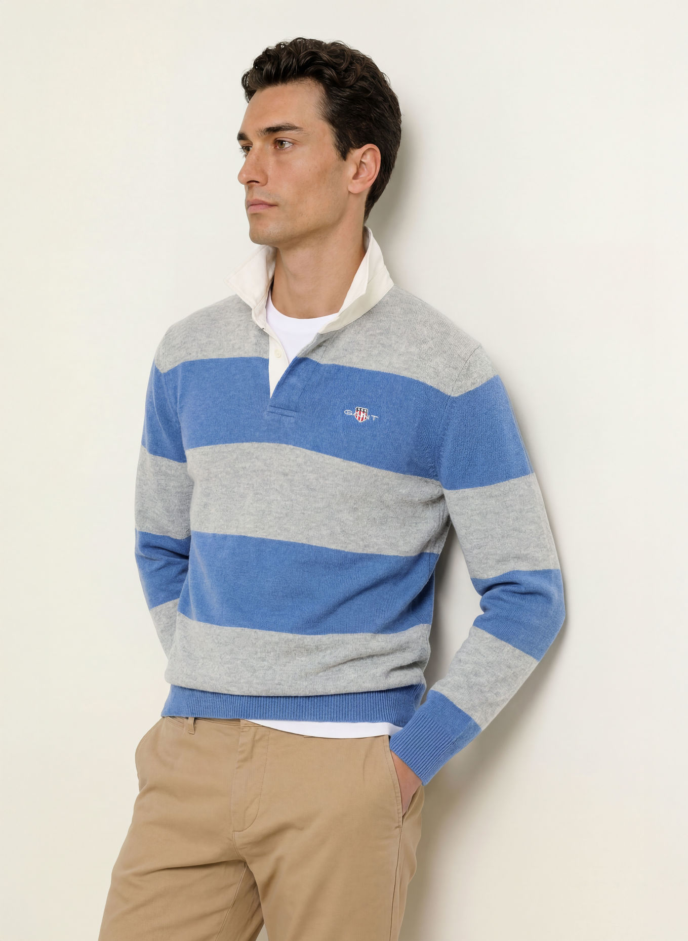 GANT Polo de rugby: BLEU / GRIS / BLANC