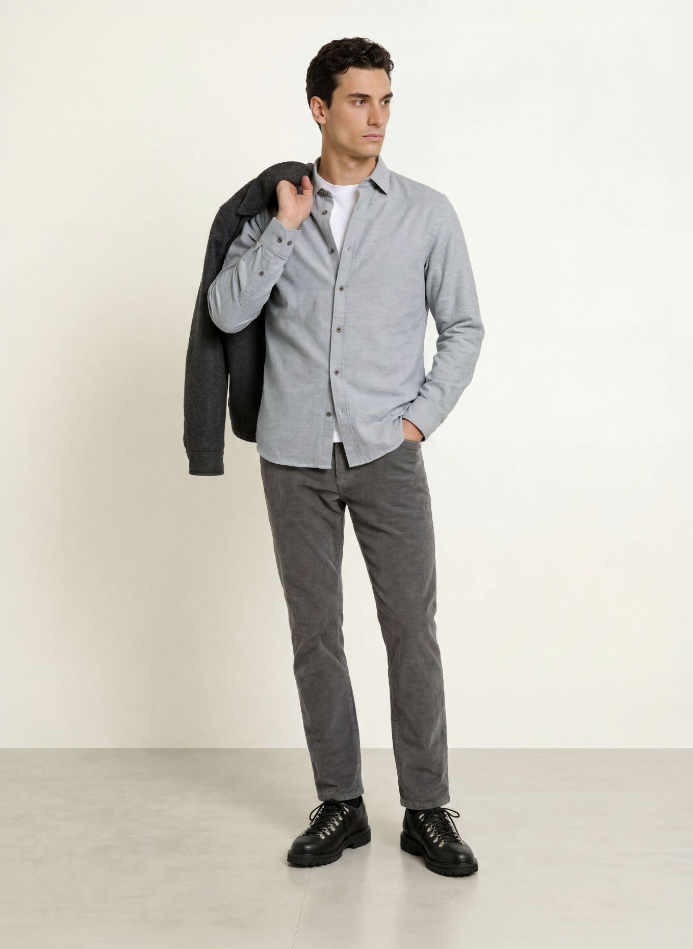 GANT Regular-fit flannel shirt: LIGHT GRAY