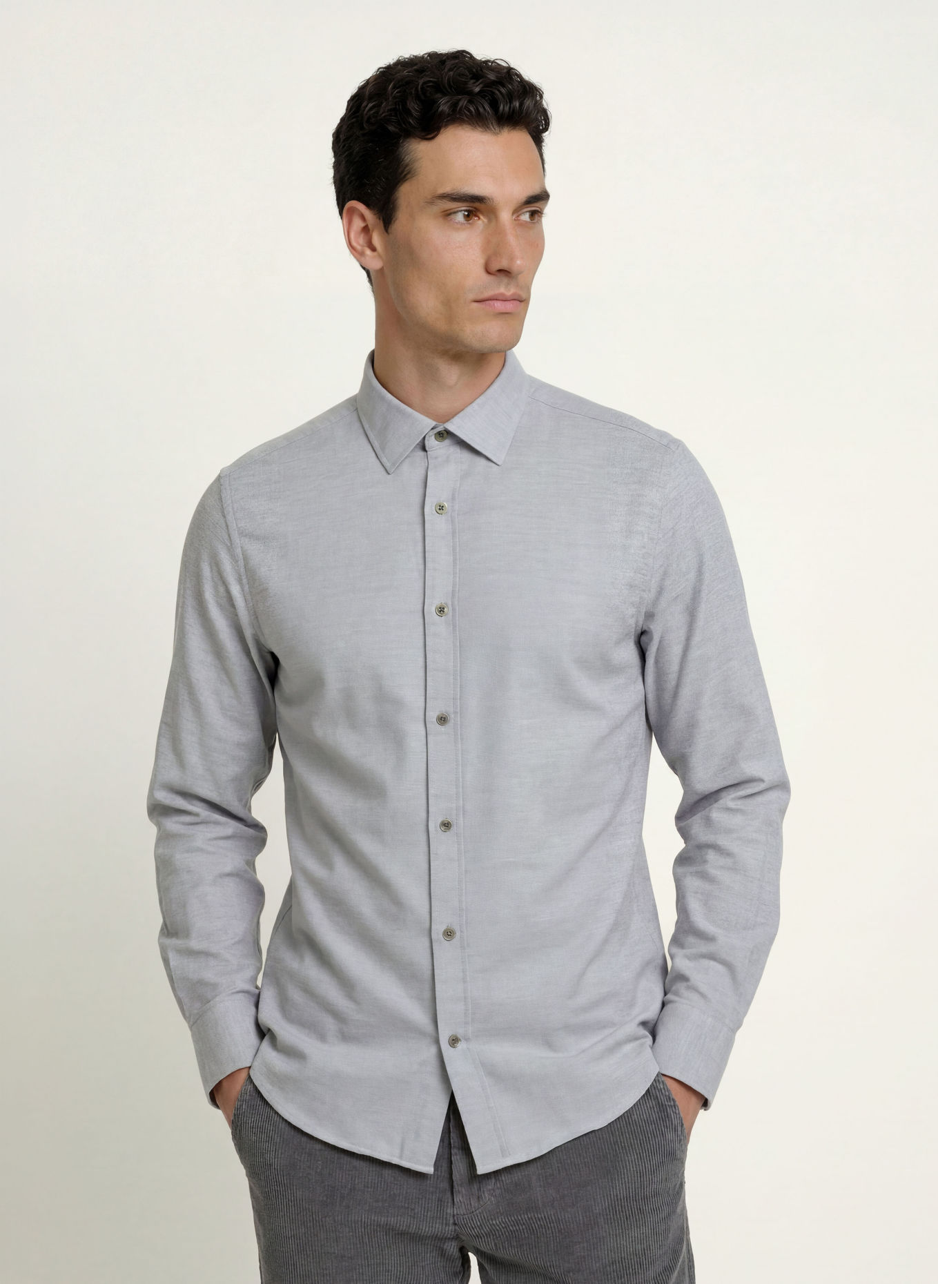 GANT Regular-fit flannel shirt: LIGHT GRAY