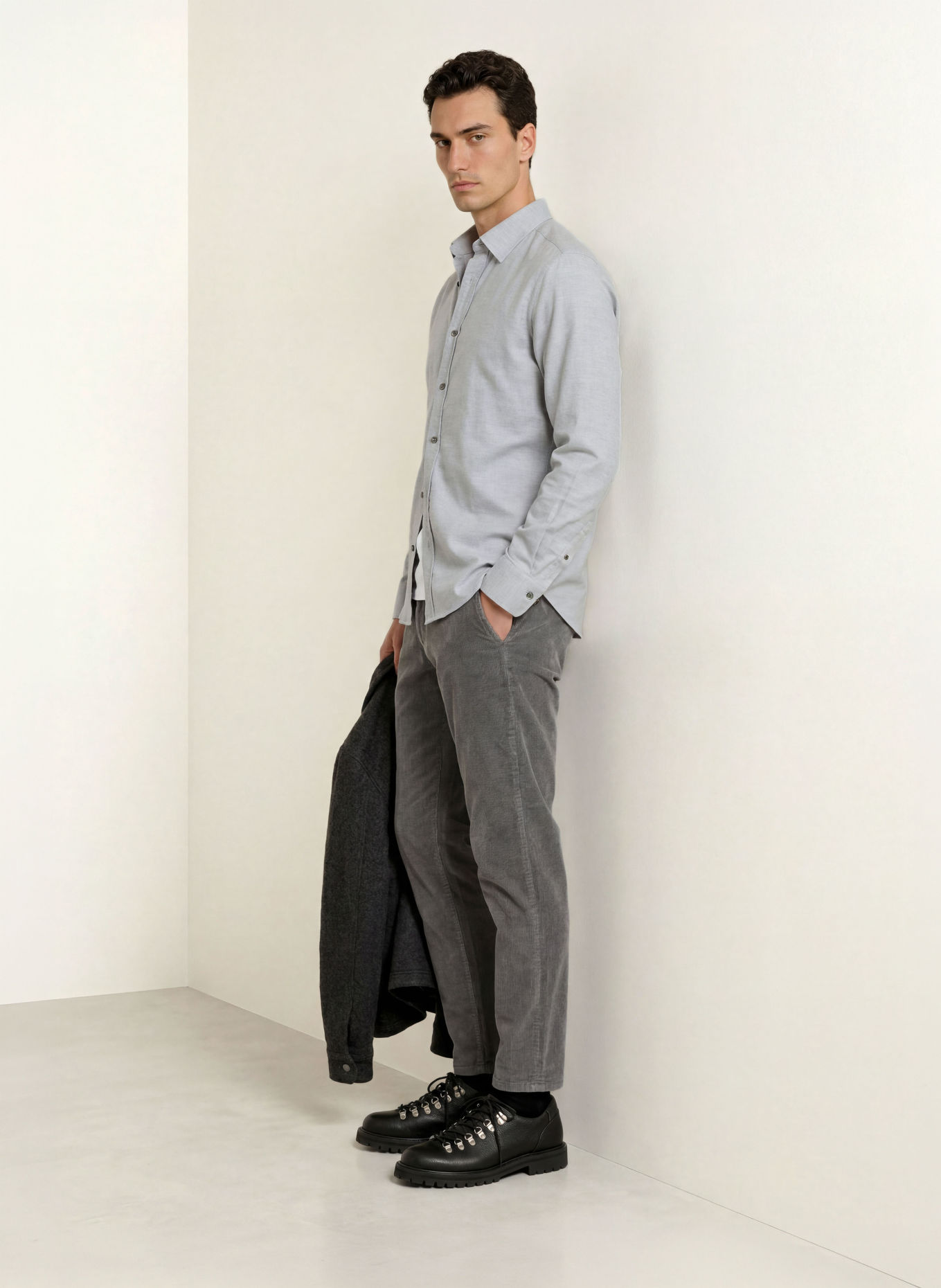 GANT Regular-fit flannel shirt: LIGHT GRAY