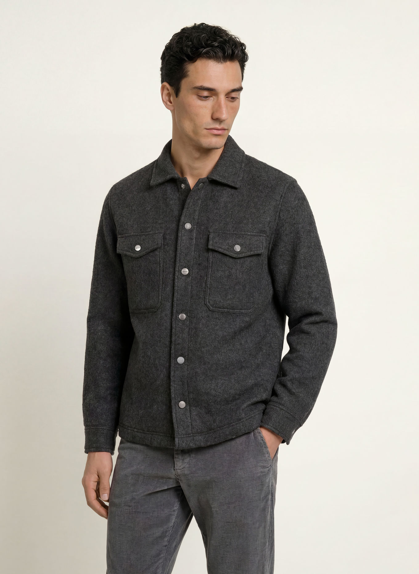 GANT Surchemise en polaire: GRIS FONCÉ