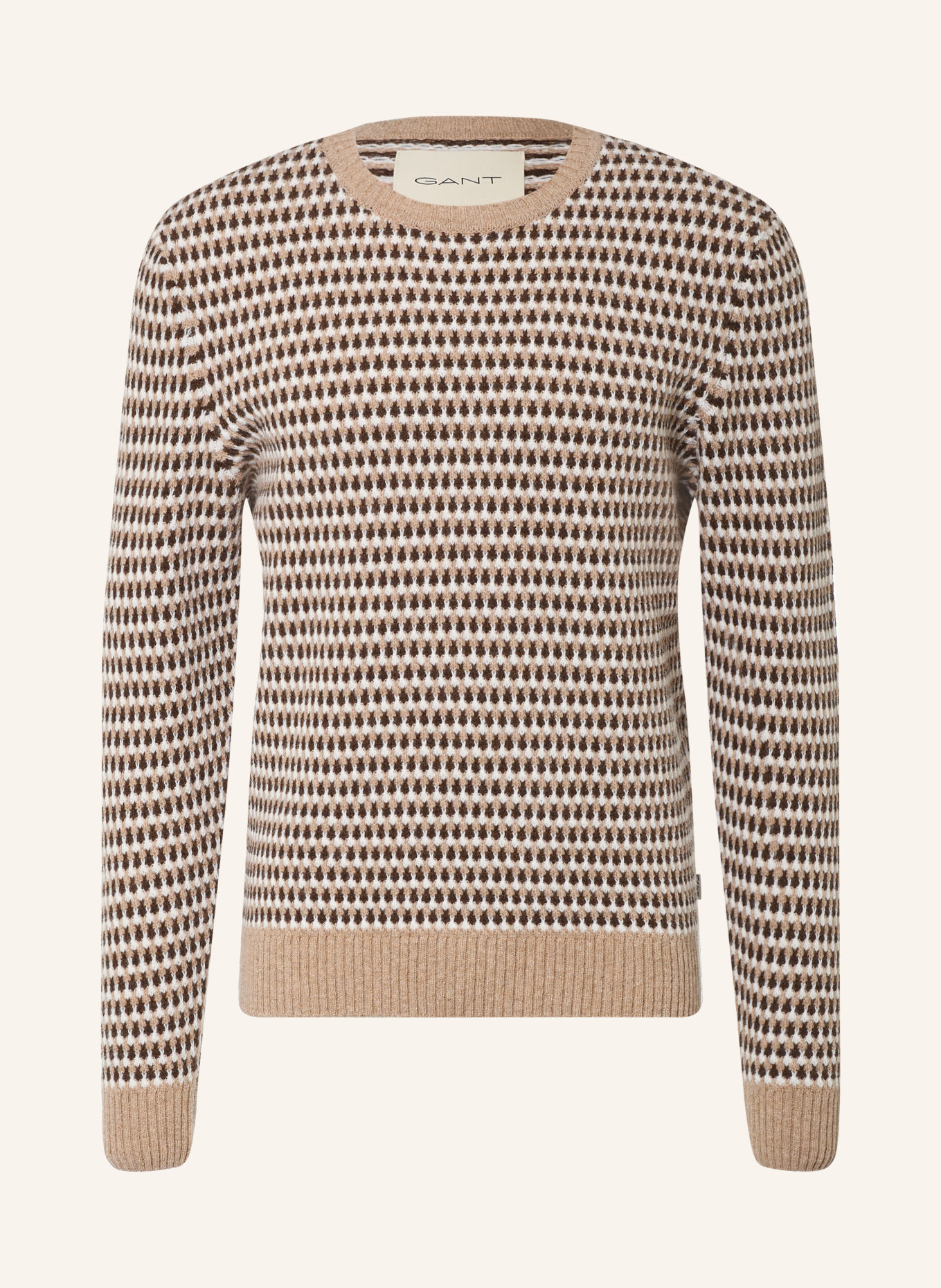 GANT Pullover: WEISS / DUNKELBRAUN / BEIGE