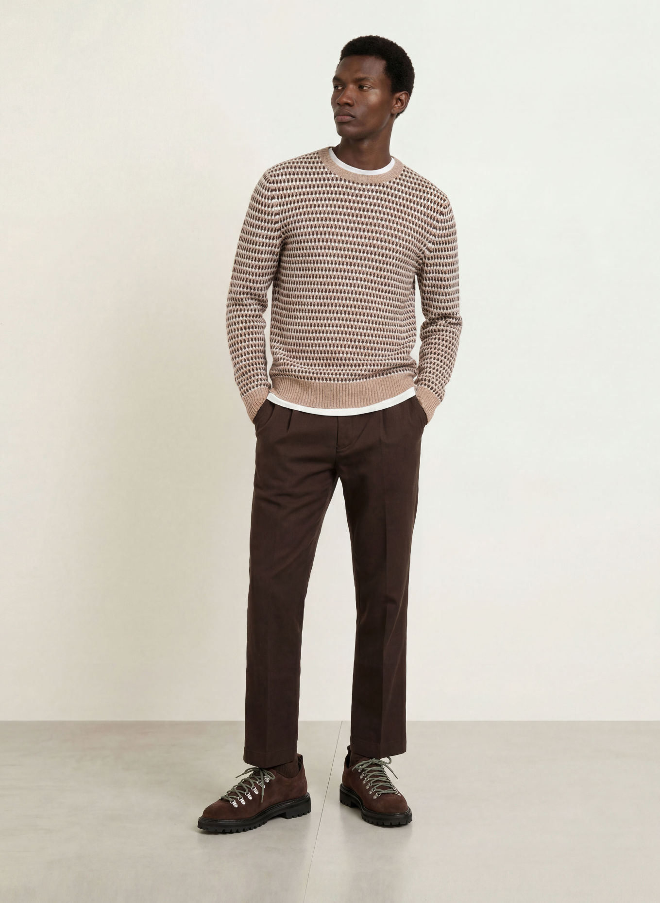 GANT Pullover: WEISS / DUNKELBRAUN / BEIGE