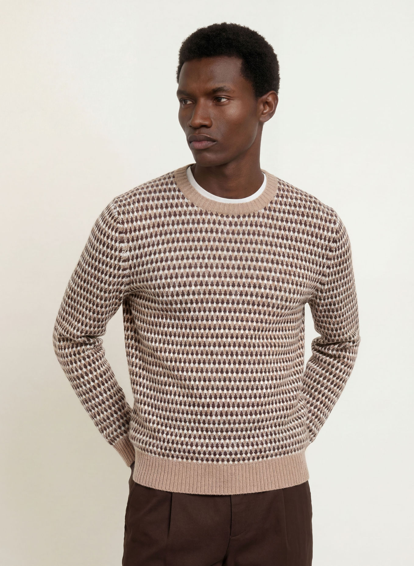 GANT Pullover: WEISS / DUNKELBRAUN / BEIGE