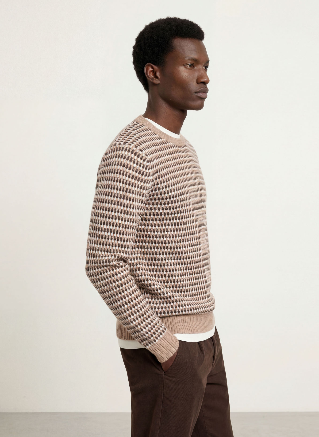 GANT Pullover: WEISS / DUNKELBRAUN / BEIGE