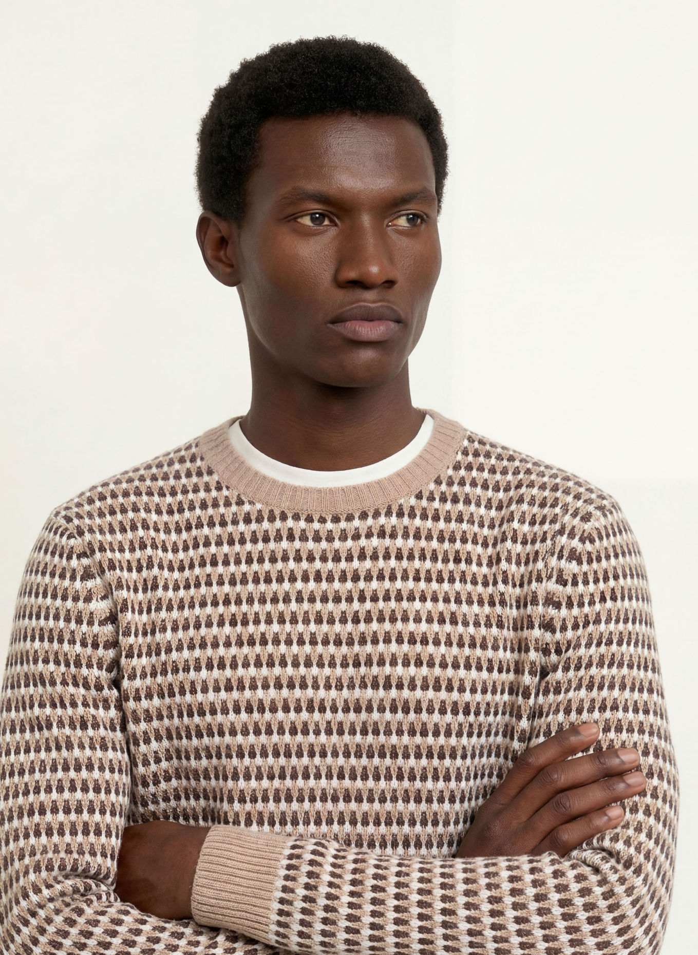GANT Pullover: WEISS / DUNKELBRAUN / BEIGE