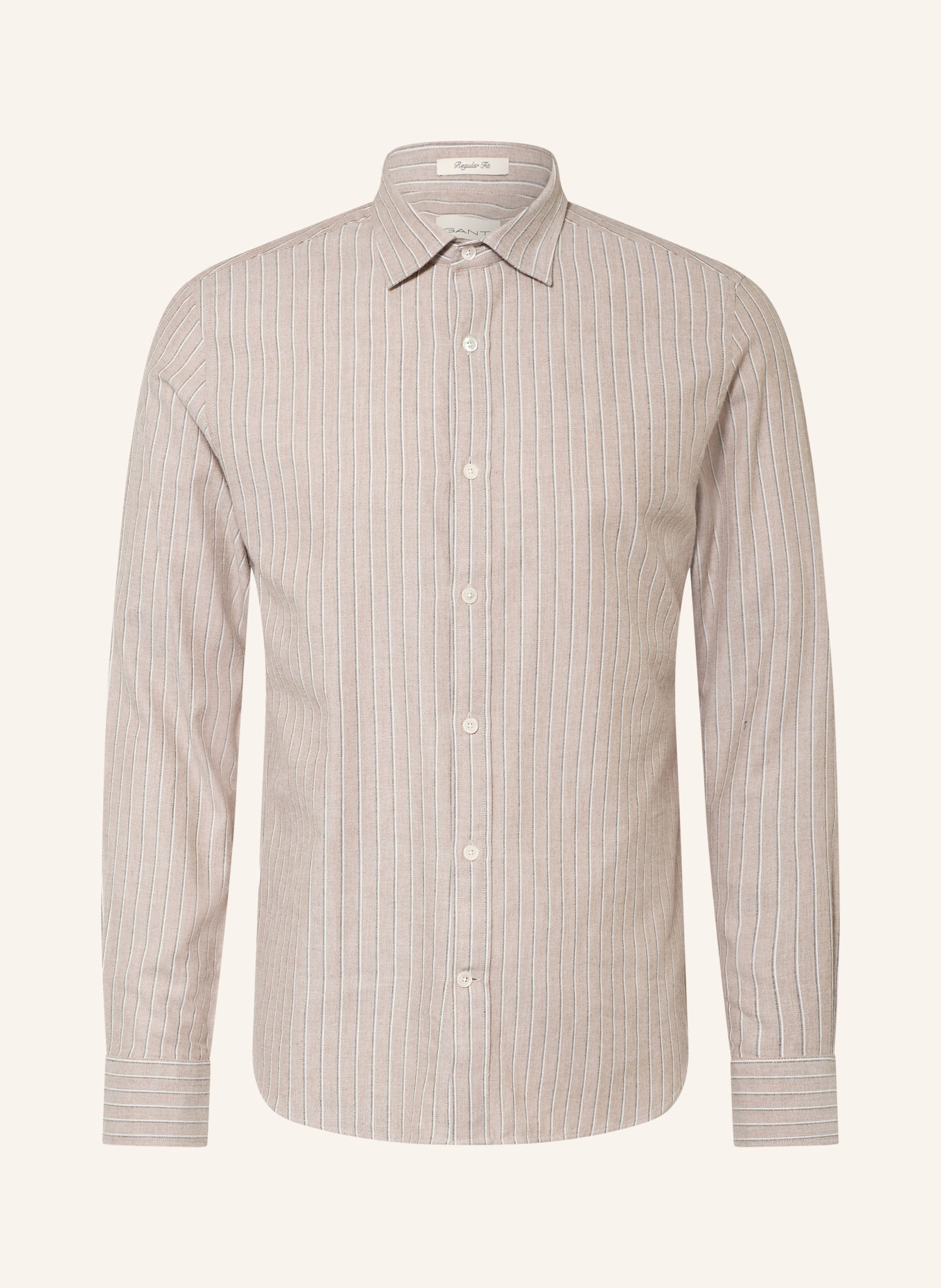 GANT Flanellhemd Regular Fit: BEIGE / WEISS / SCHWARZ