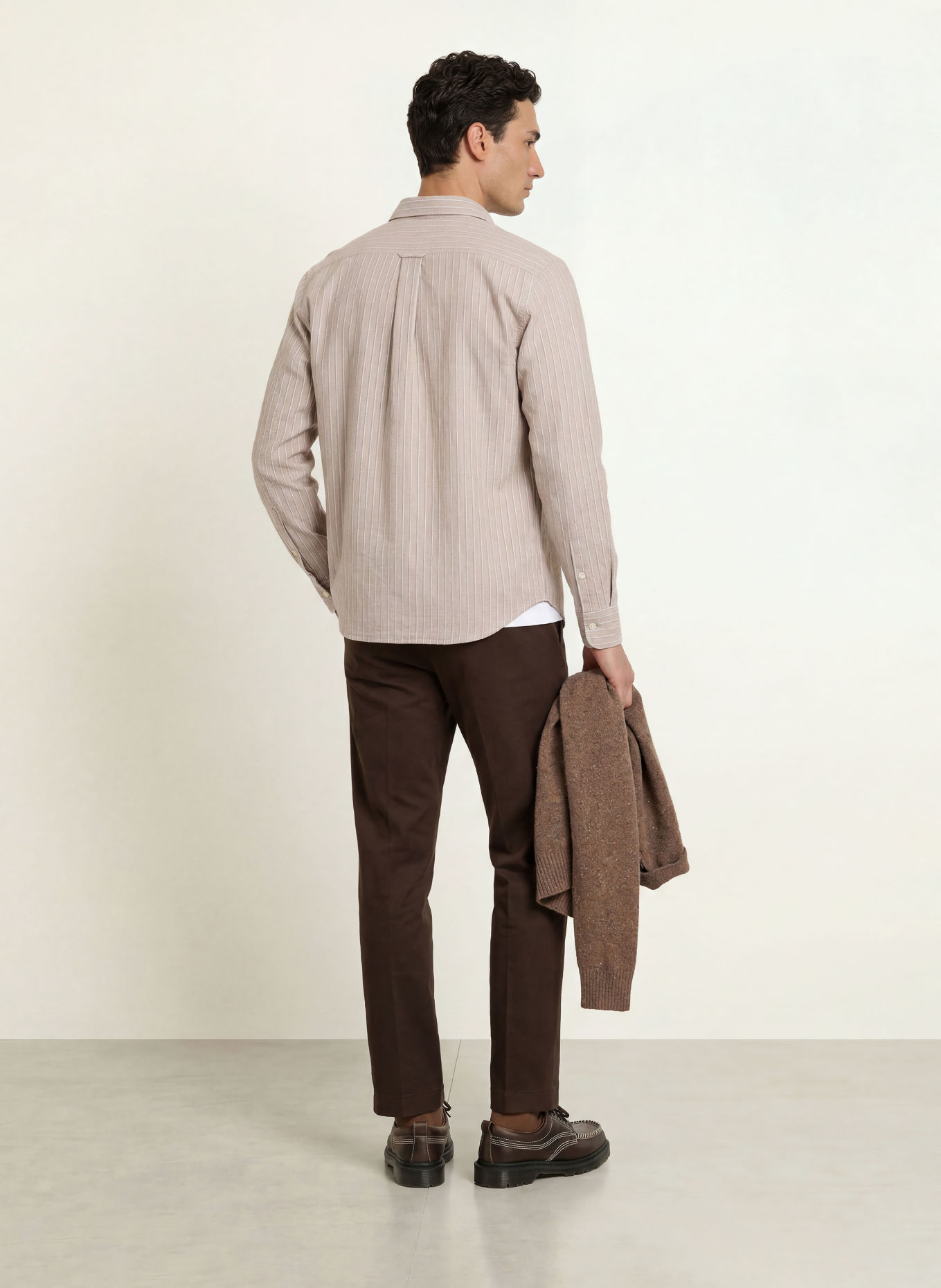 GANT Flanellhemd Regular Fit: BEIGE / WEISS / SCHWARZ