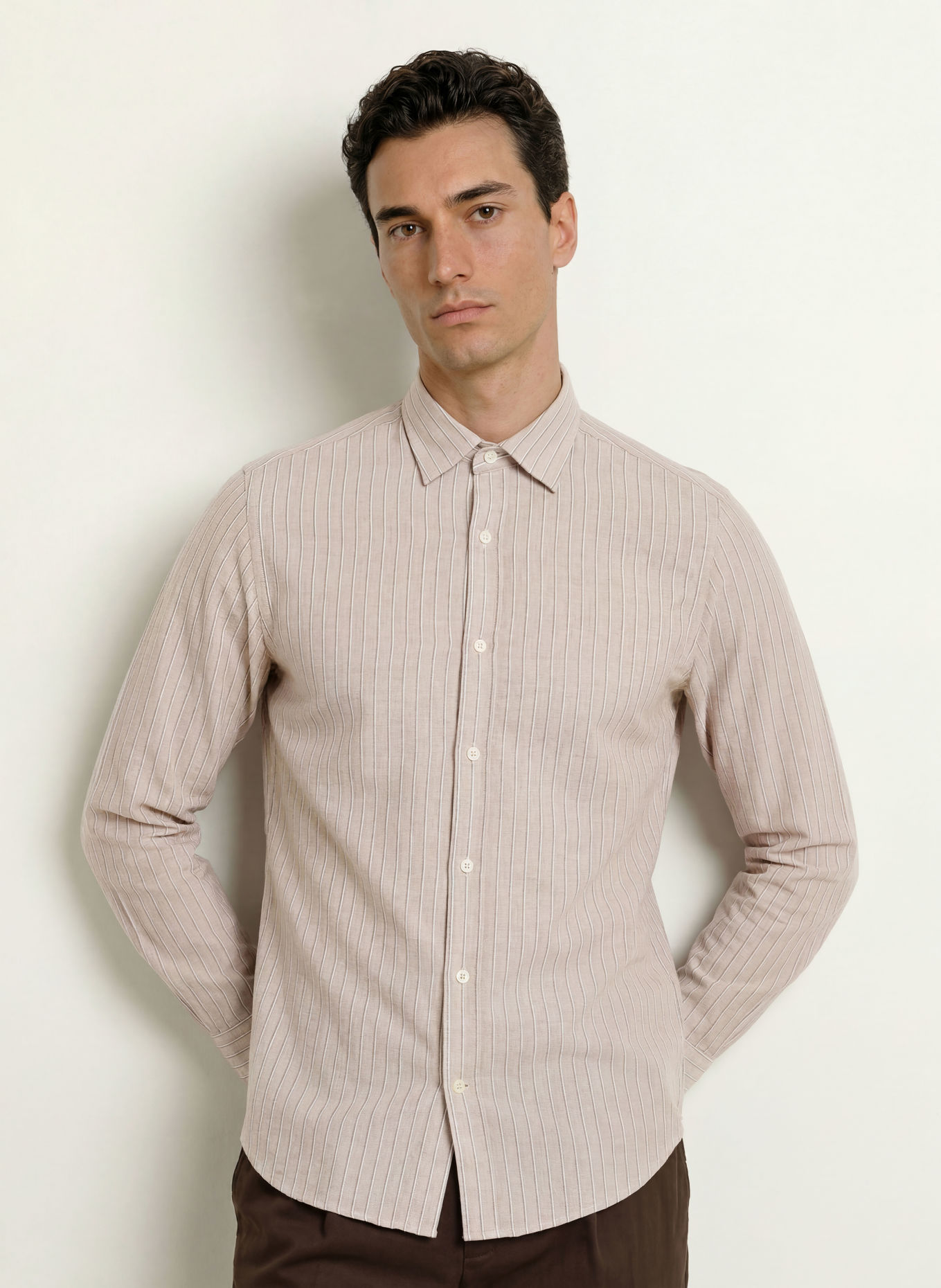 GANT Flanellhemd Regular Fit: BEIGE / WEISS / SCHWARZ