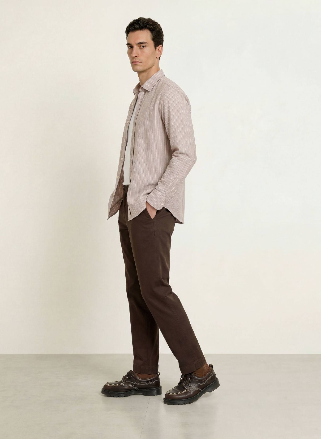 GANT Flanellhemd Regular Fit: BEIGE / WEISS / SCHWARZ
