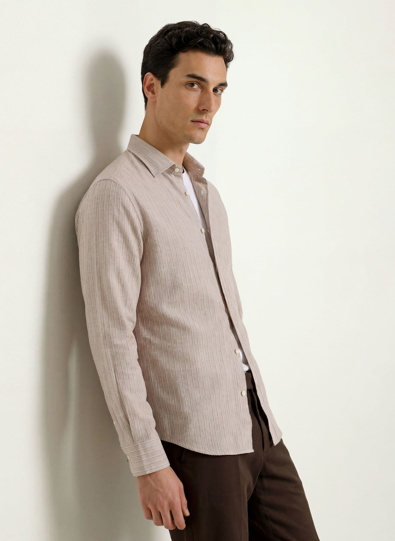 GANT Flanellhemd Regular Fit: BEIGE / WEISS / SCHWARZ