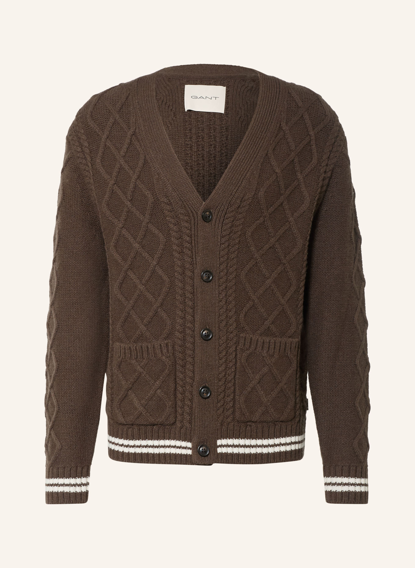 GANT Cardigan: KHAKI / WHITE
