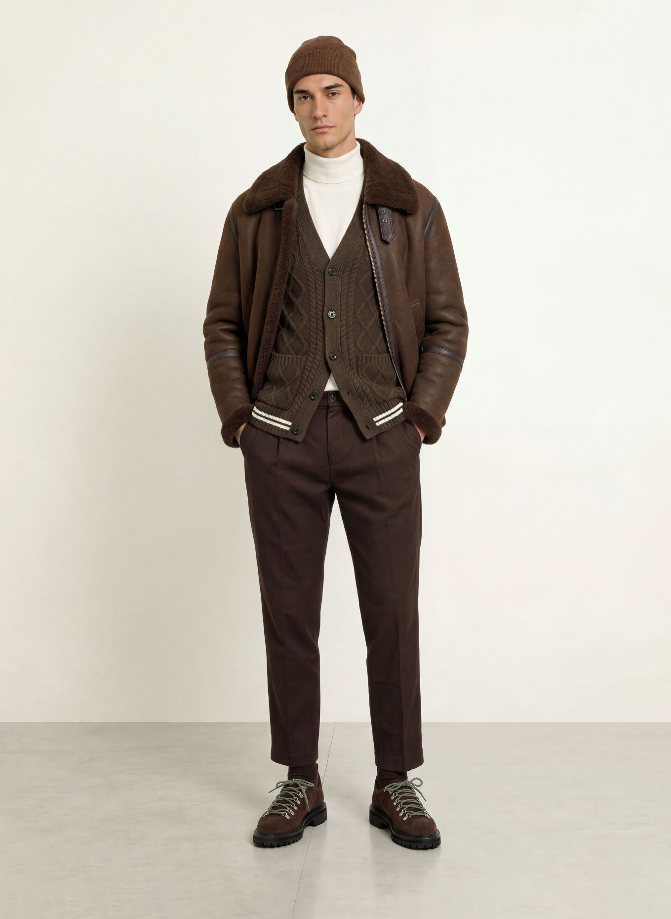 GANT Cardigan: KHAKI / WHITE