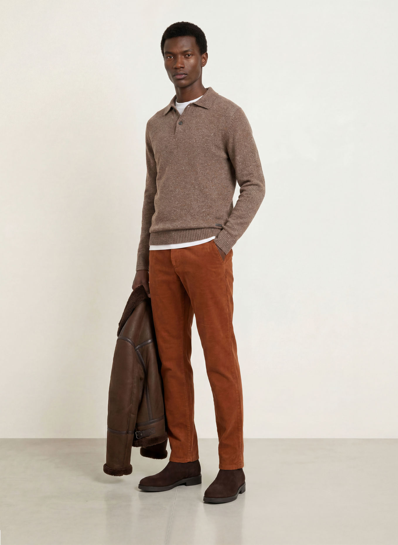 GANT Strick-Poloshirt: BRAUN / ROT / GRÜN