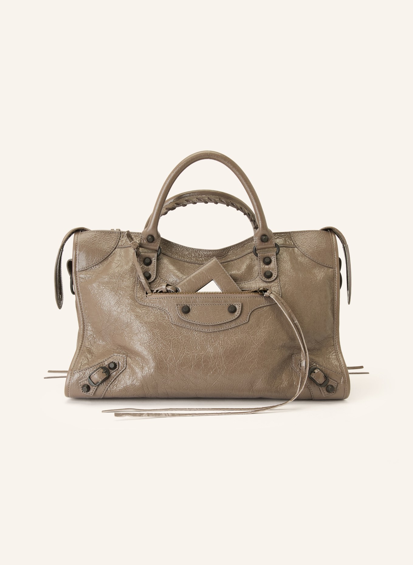 BALENCIAGA Handtasche LE CITY MEDIUM mit Nieten: TAUPE