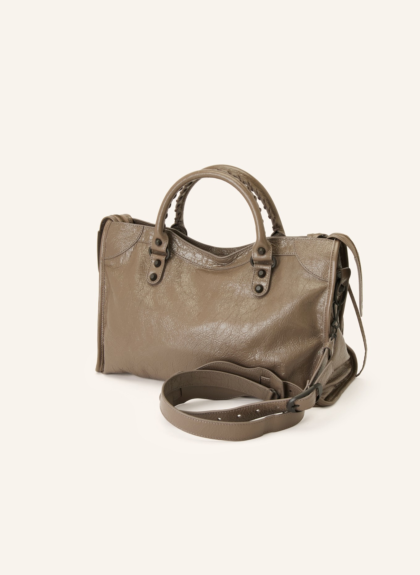 BALENCIAGA Handtasche LE CITY MEDIUM mit Nieten: TAUPE