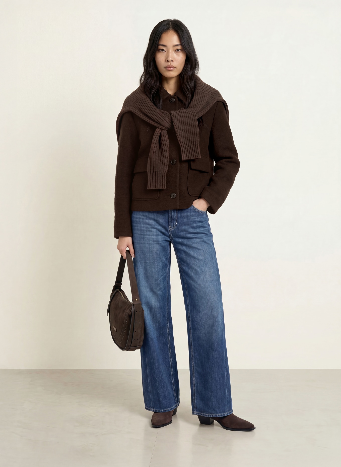 darling harbour Boxy jacket: 0056 DUNKELBRAUN