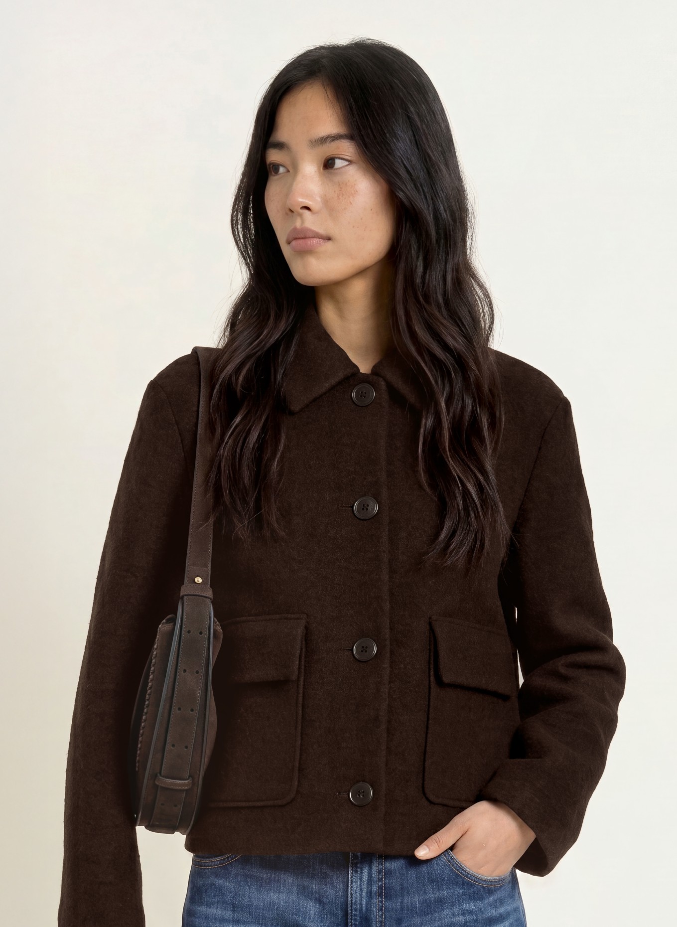 darling harbour Boxy jacket: 0056 DUNKELBRAUN