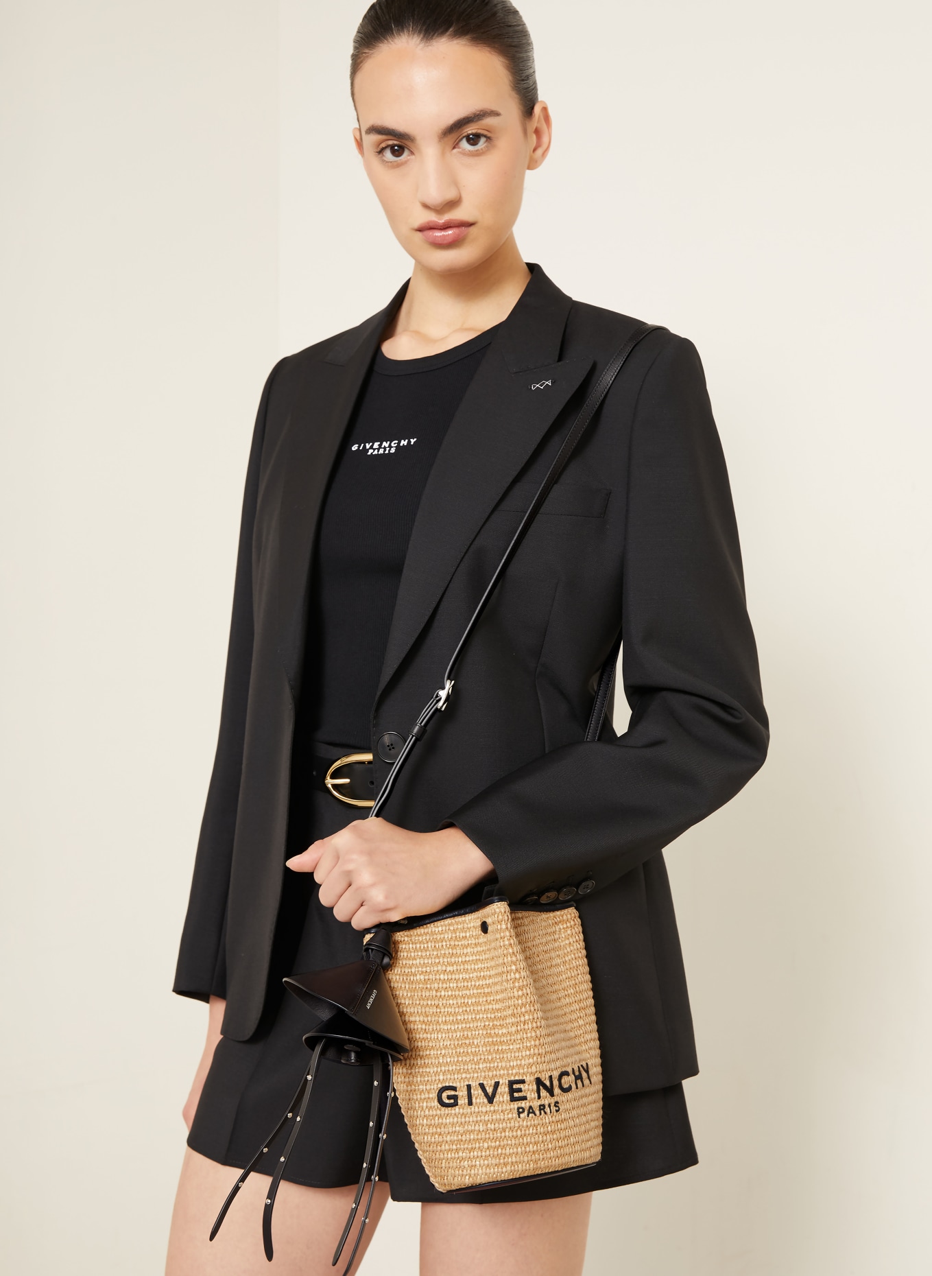 GIVENCHY Umhängetasche NANO SNAP: BEIGE / SCHWARZ