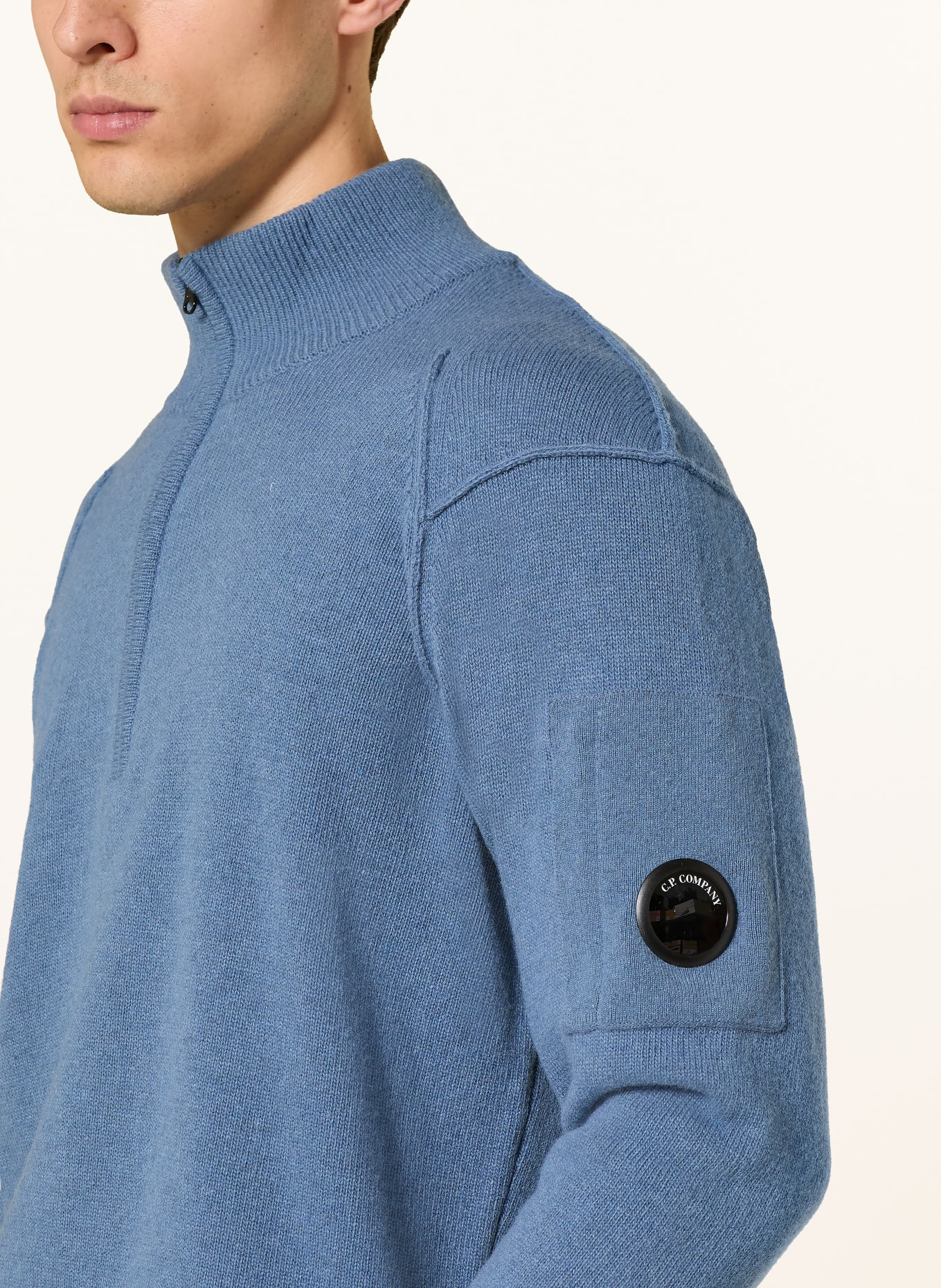 C.P. COMPANY Half-zip sweater: LIGHT BLUE