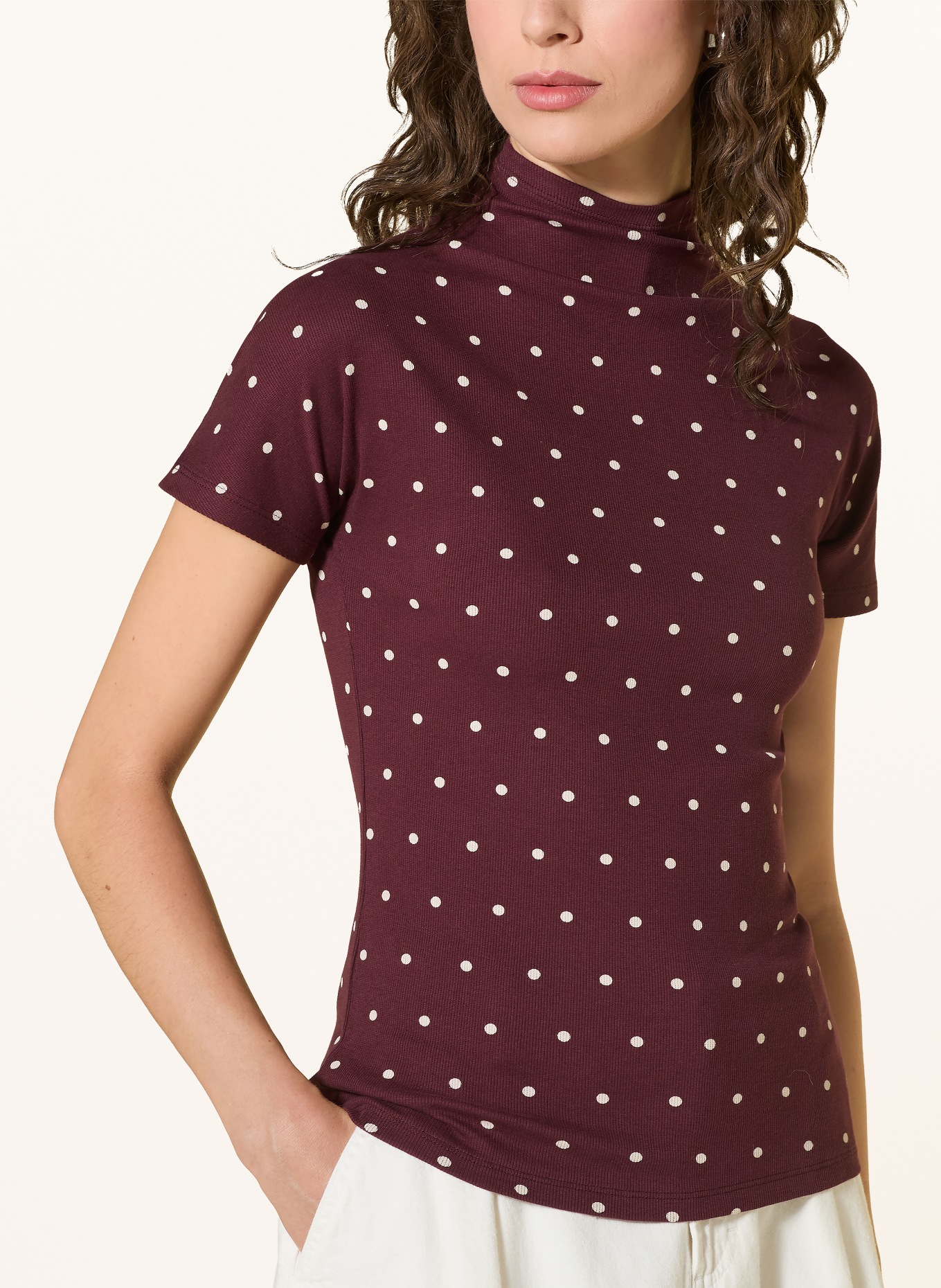 Marc O'Polo DENIM T-shirt: ROUGE FONCÉ / ÉCRU