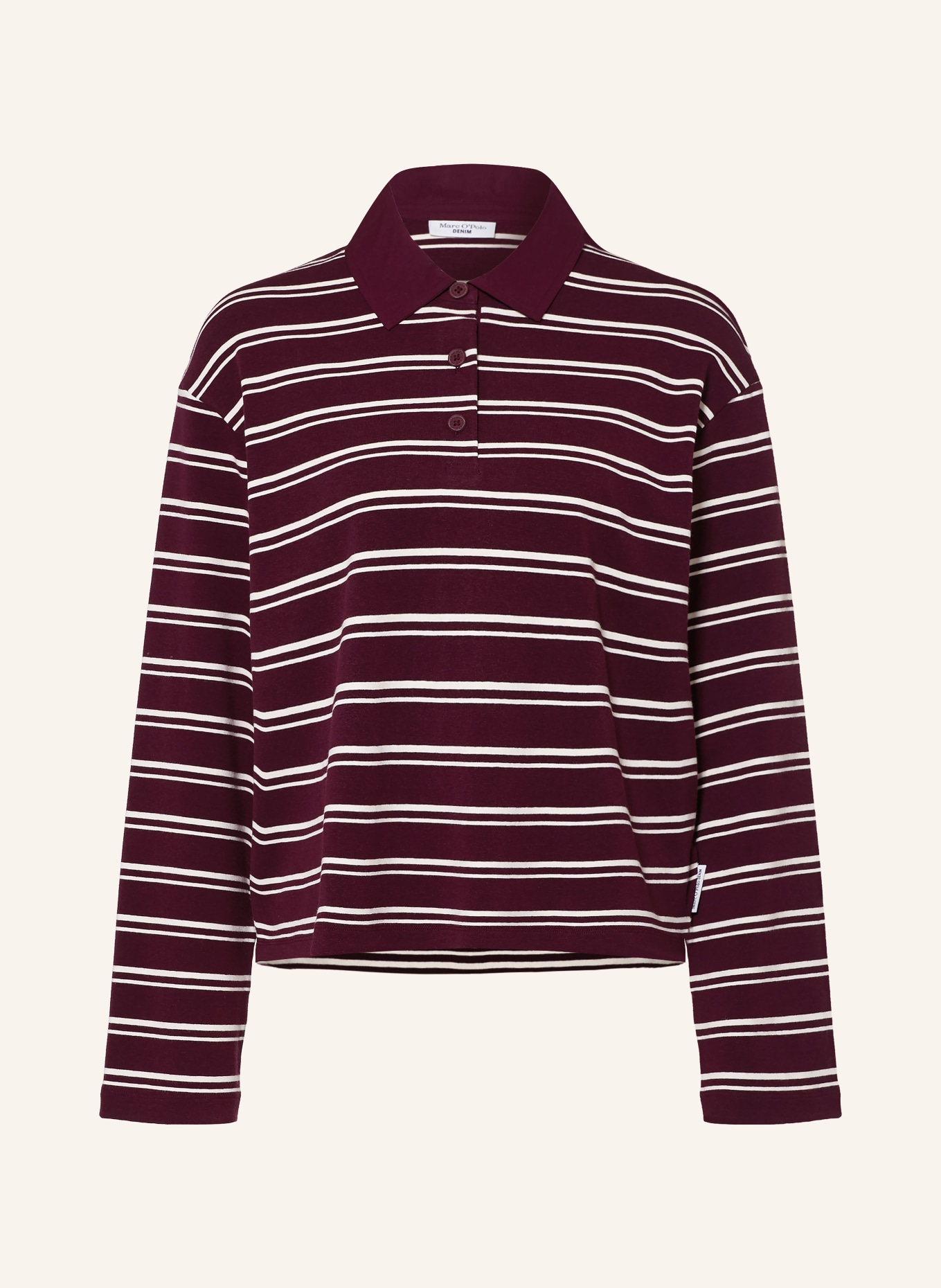 Marc O'Polo DENIM Polo en jersey: ROUGE FONCÉ / ÉCRU