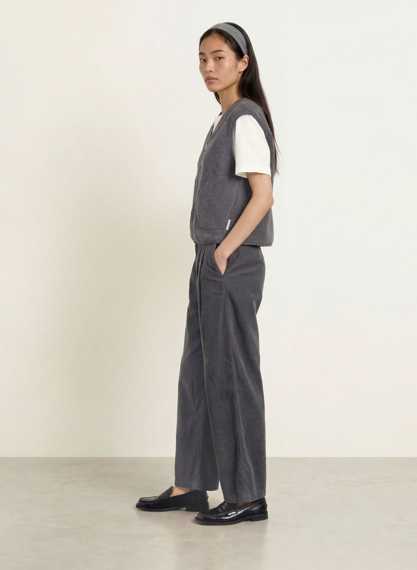 Marc O'Polo DENIM Marlenehose aus Cord: DUNKELGRAU