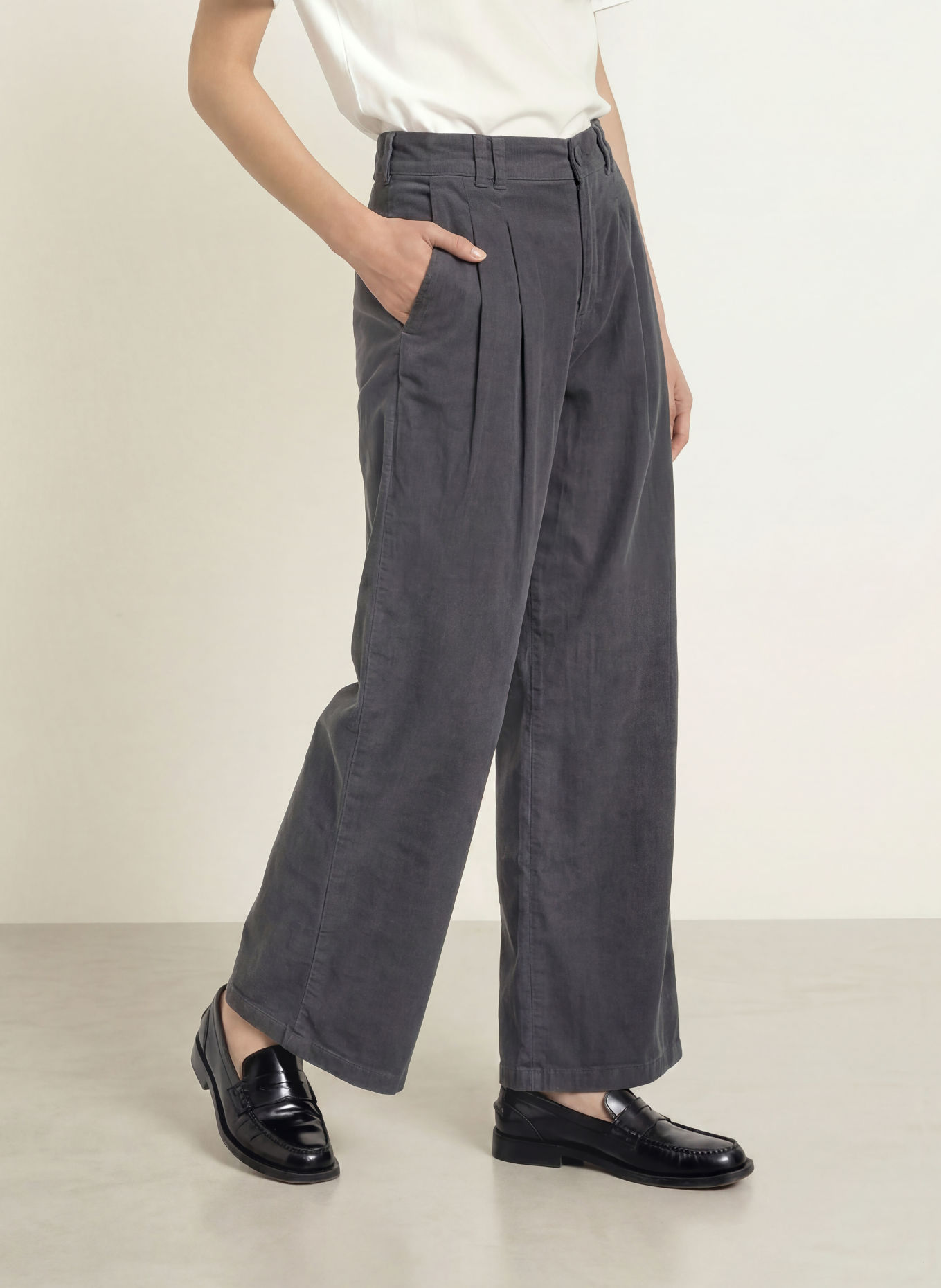 Marc O'Polo DENIM Marlenehose aus Cord: DUNKELGRAU