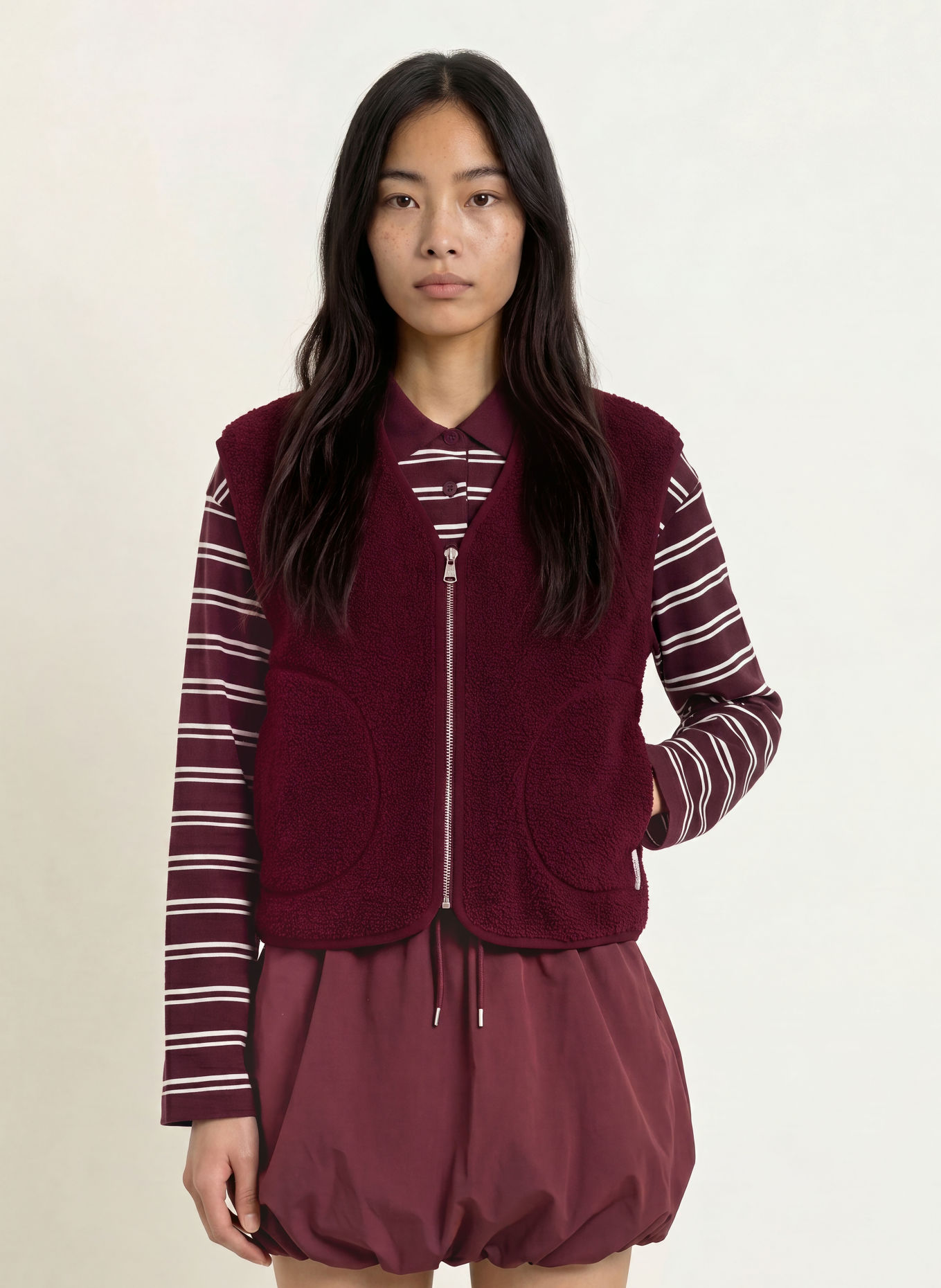 Marc O'Polo DENIM Plush Vest: DARK RED