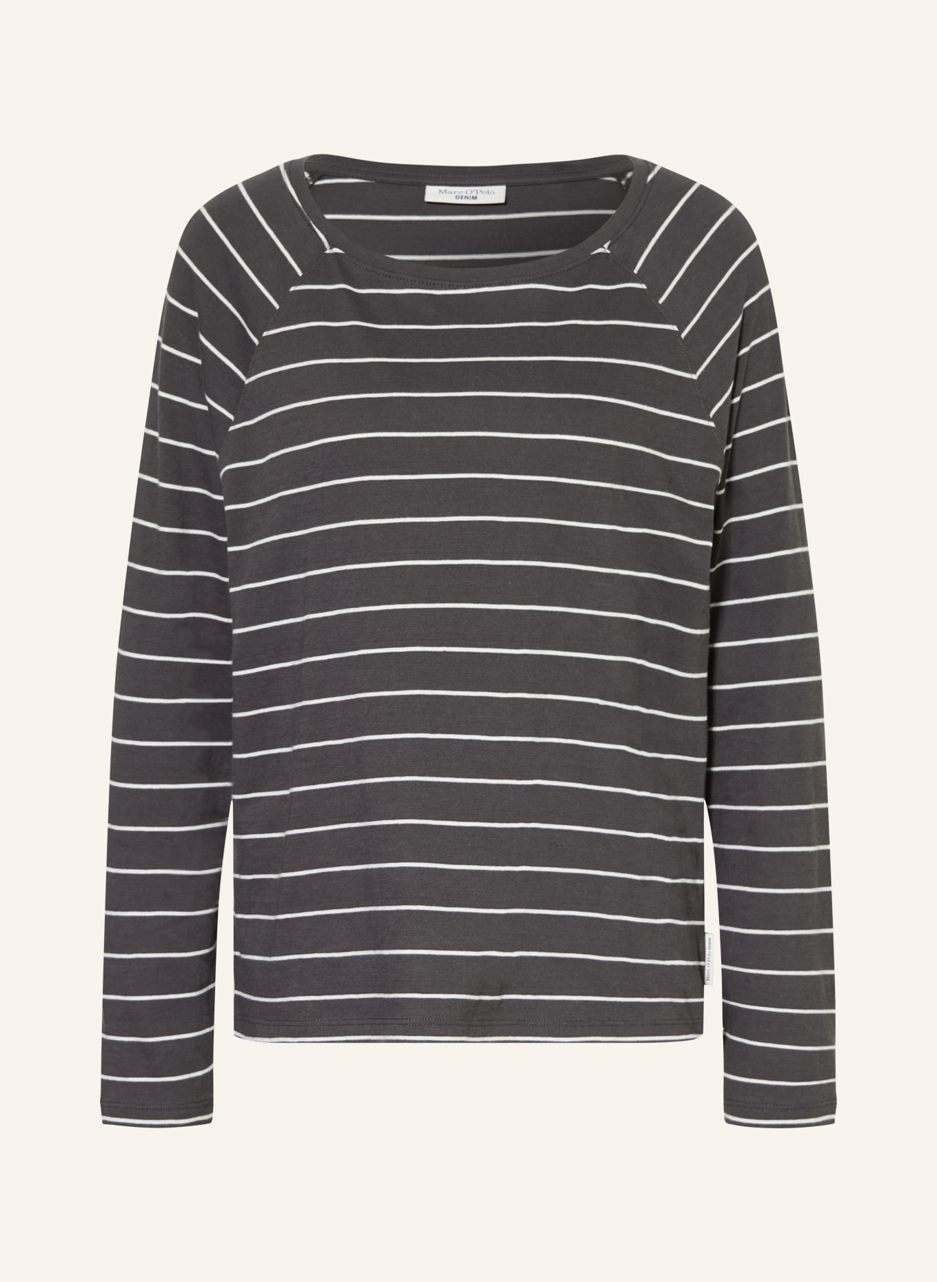 Marc O'Polo DENIM Haut à manches longues: GRIS FONCÉ / BLANC