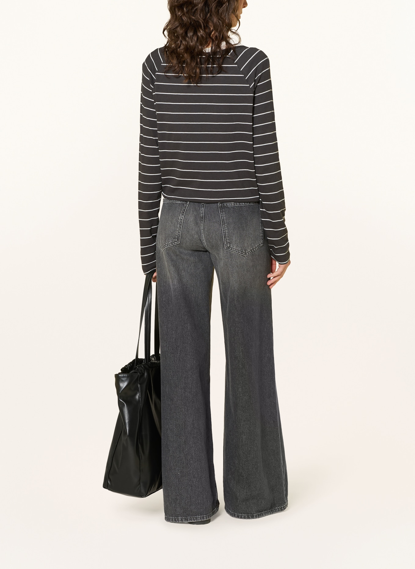 Marc O'Polo DENIM Haut à manches longues: GRIS FONCÉ / BLANC