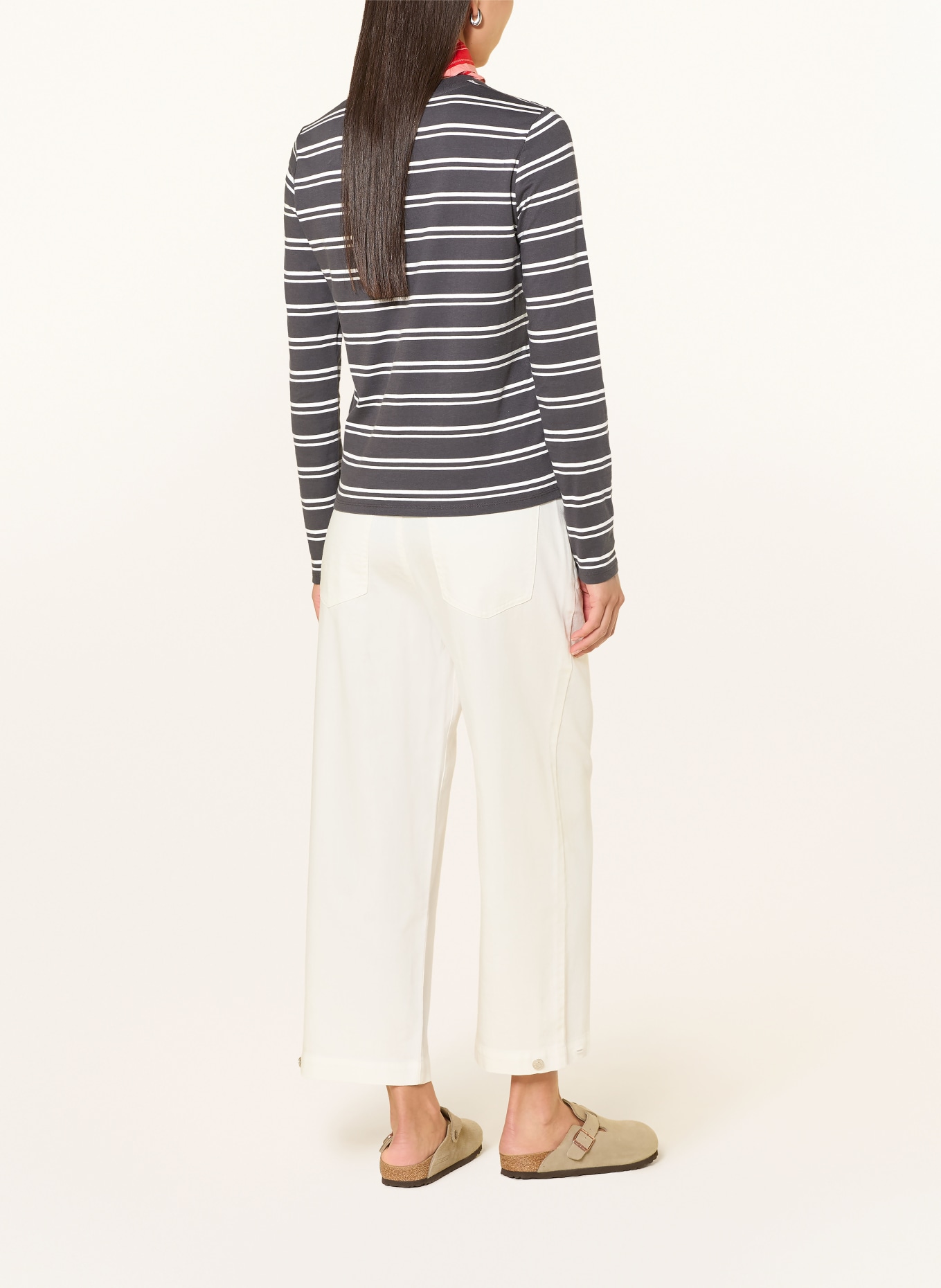 Marc O'Polo DENIM Longsleeve: DUNKELGRAU / WEISS