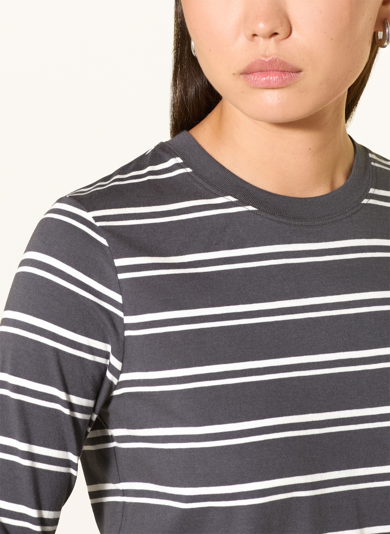 Marc O'Polo DENIM Longsleeve: DUNKELGRAU / WEISS
